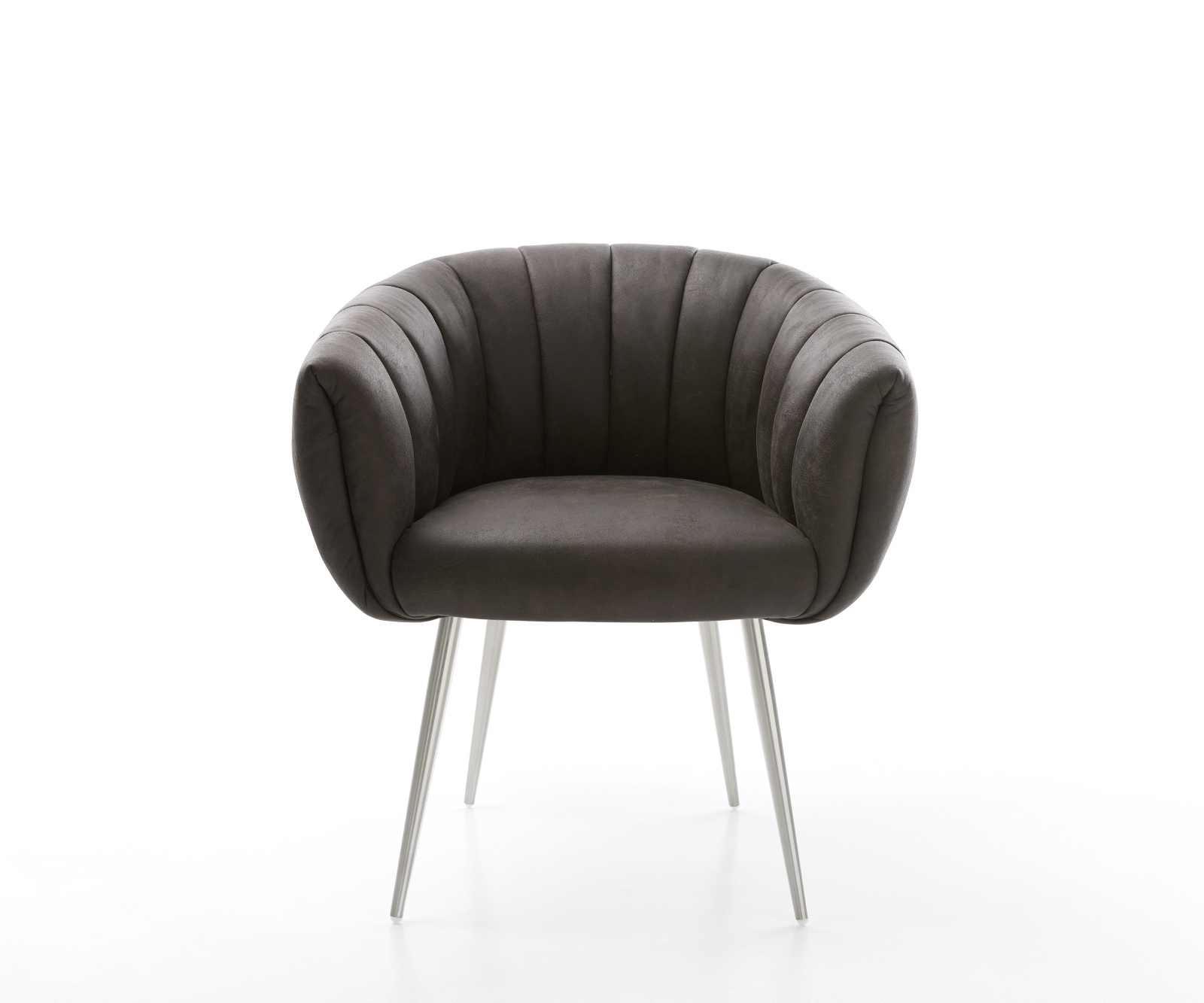 Jídelní židle Jada-Flex mikrovlákno antracitová vintage 4-nohá zúžená nerezová ocel taštičkové pružiny - Obrázek 2