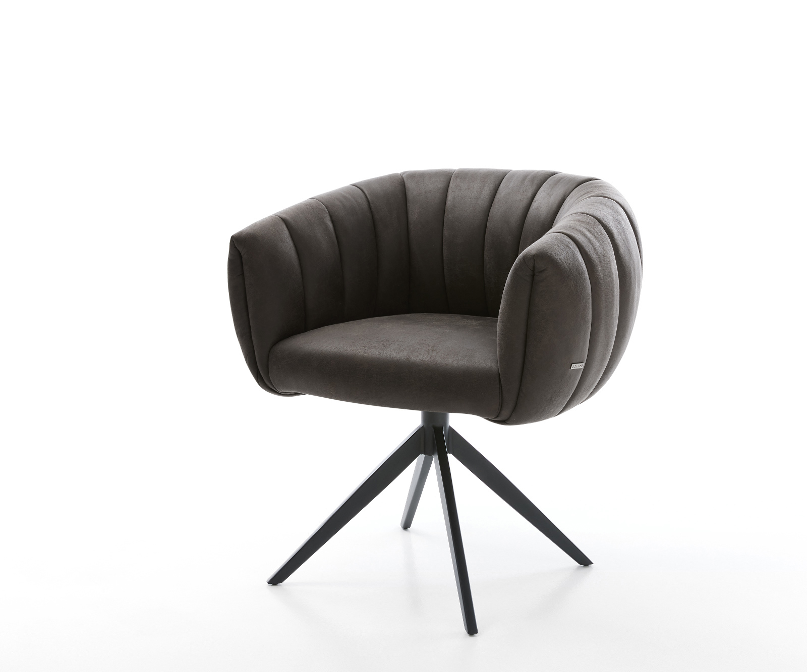 Jídelní židle Jada-Flex mikrovlákno antracit vintage křížová podnož široká černá 360° otočná houpací funkce taštičkové pružiny