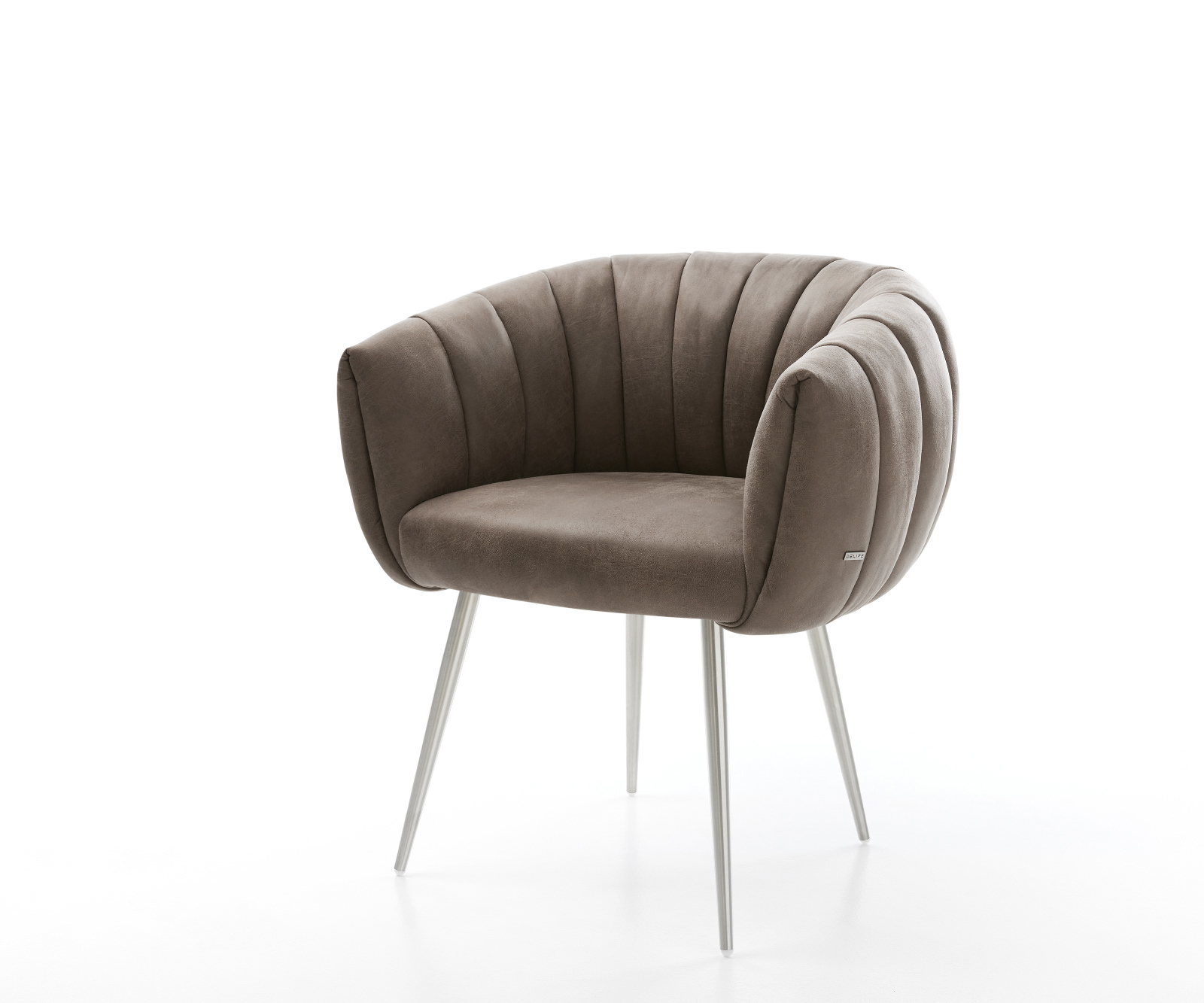 Jídelní židle Jada-Flex mikrovlákno taupe vintage 4 nohy zúžené nerezová ocel taštičkové pružiny