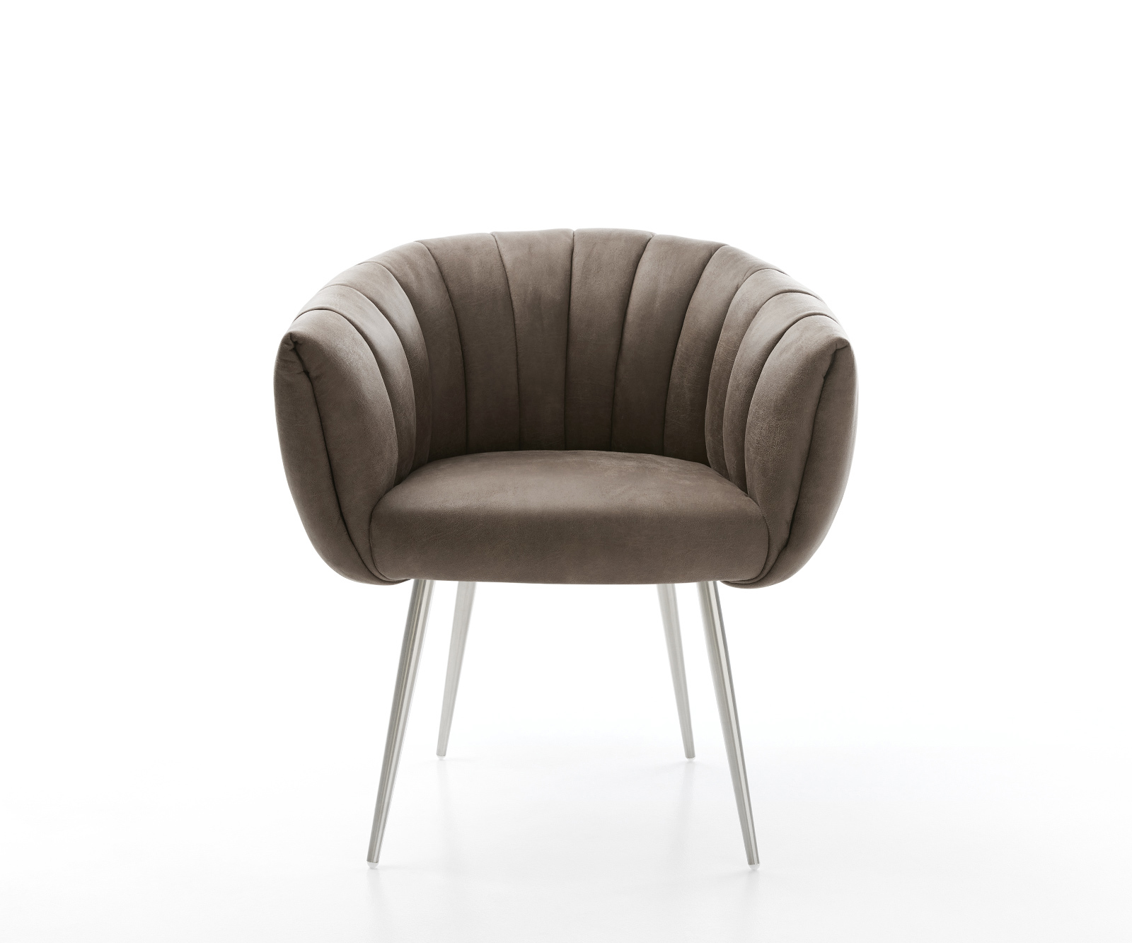 Jídelní židle Jada-Flex mikrovlákno taupe vintage 4 nohy zúžené nerezová ocel taštičkové pružiny - Obrázek 2