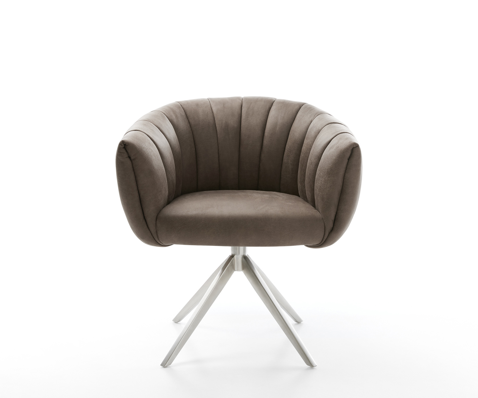 Jídelní židle Jada-Flex mikrovlákno taupe vintage křížová podnož široká nerezová ocel 360° otočný houpací funkce taštičkové pružiny - Obrázek 2