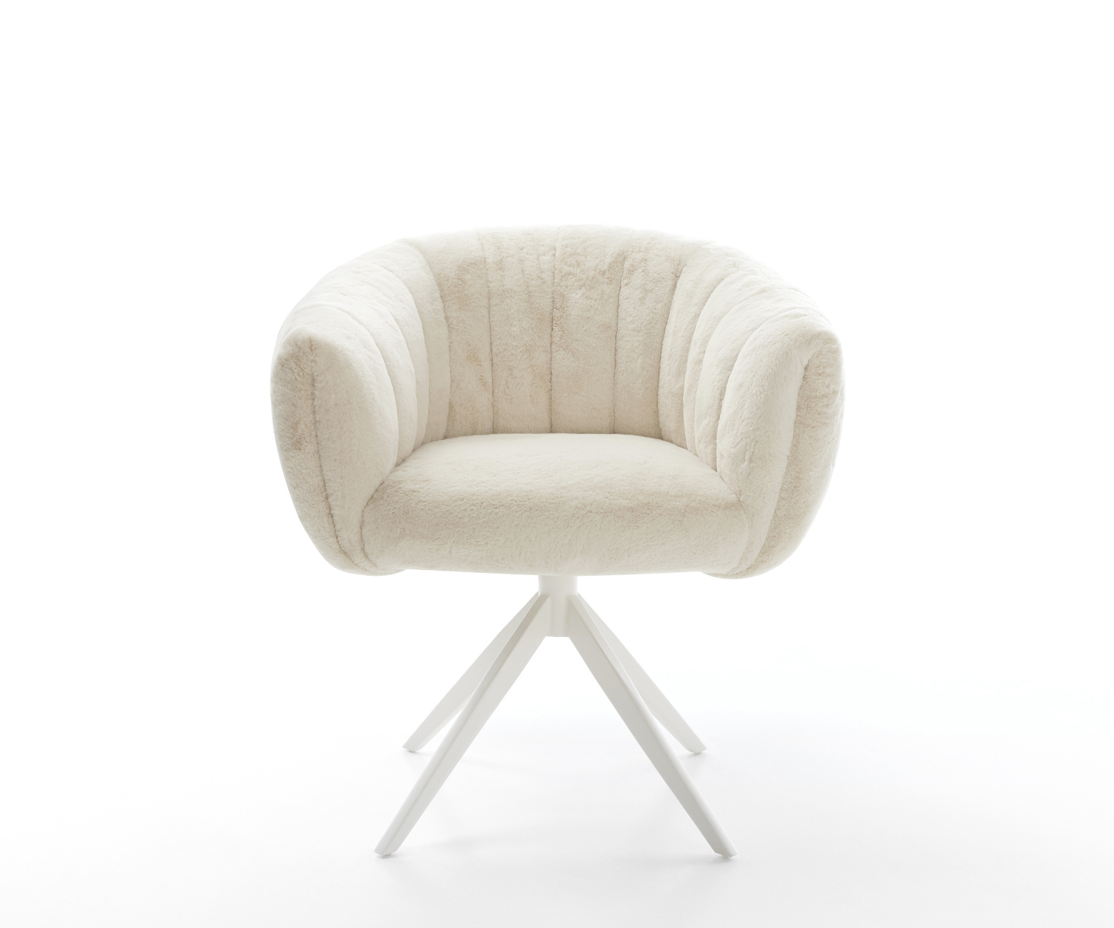 Jídelní židle Jada-Flex plyšový manšestr krémovo-bílá křížová podnož široká bílá 360° otočná houpací funkce taštičkové pružiny - Obrázek 2