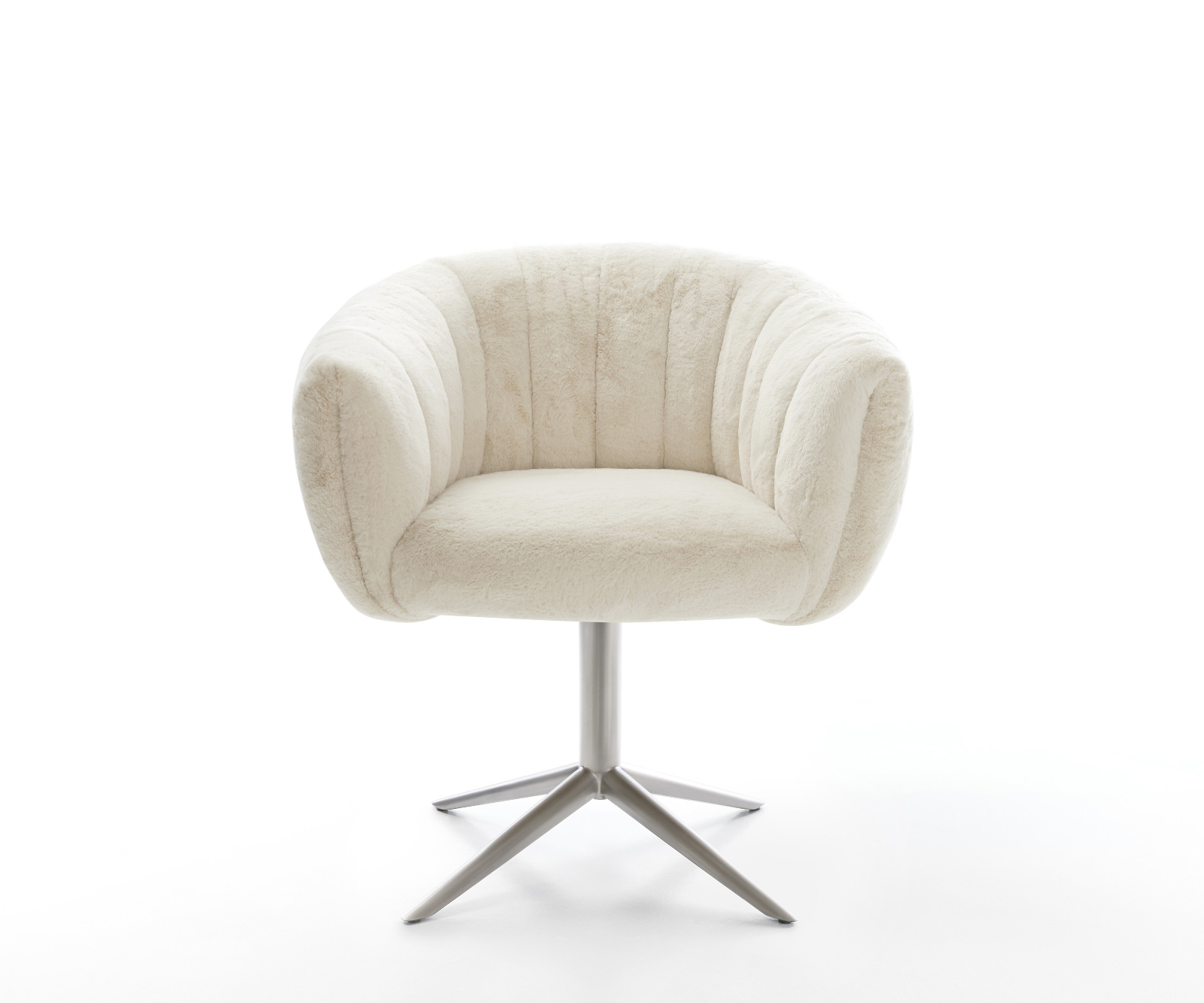 Jídelní židle Jada-Flex plyšový manšestr krémová bílá podnož nerezová ocel 360° otočný houpací funkce taštičkové pružiny - Obrázek 2