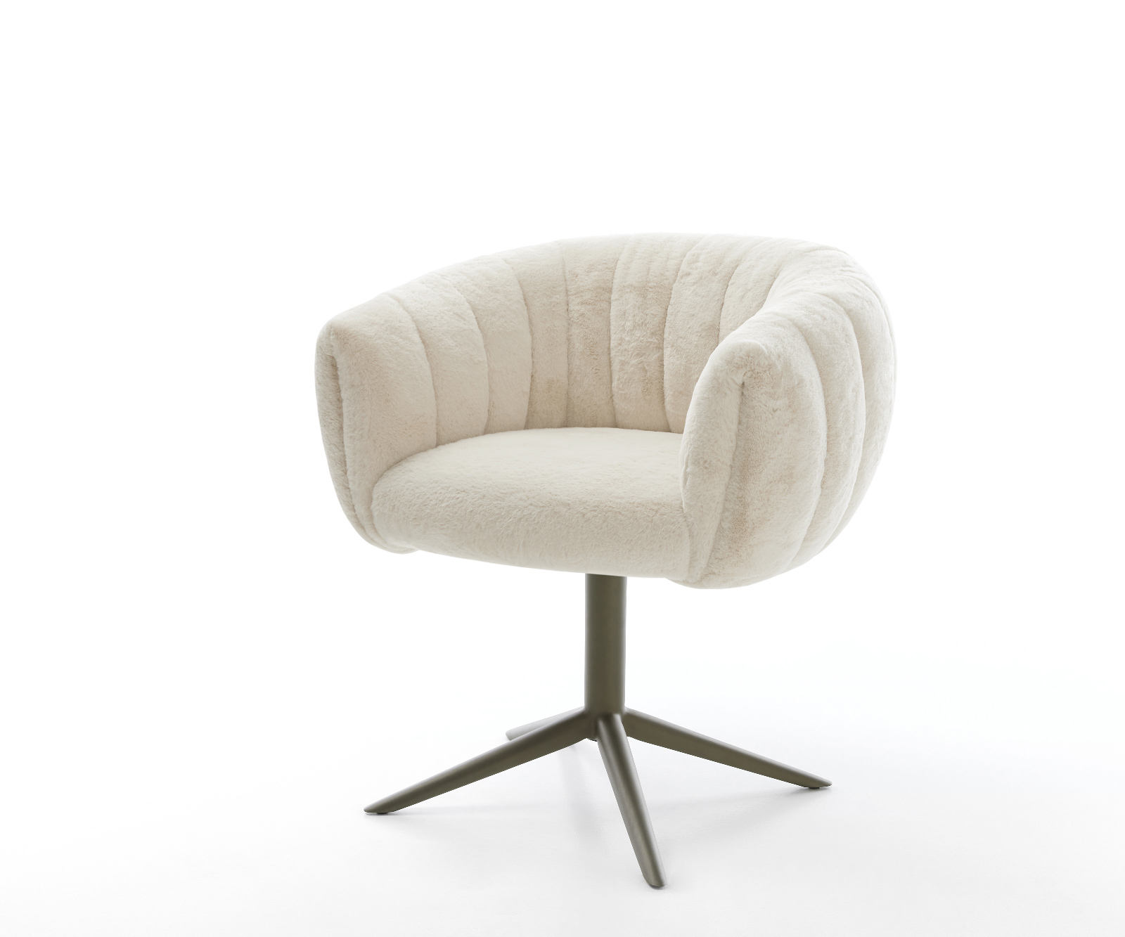 Jídelní židle Jada-Flex plyšový manšestr krémová bílá podnož kříž titanová barva 360° otočný houpací funkce taštičkové pružiny