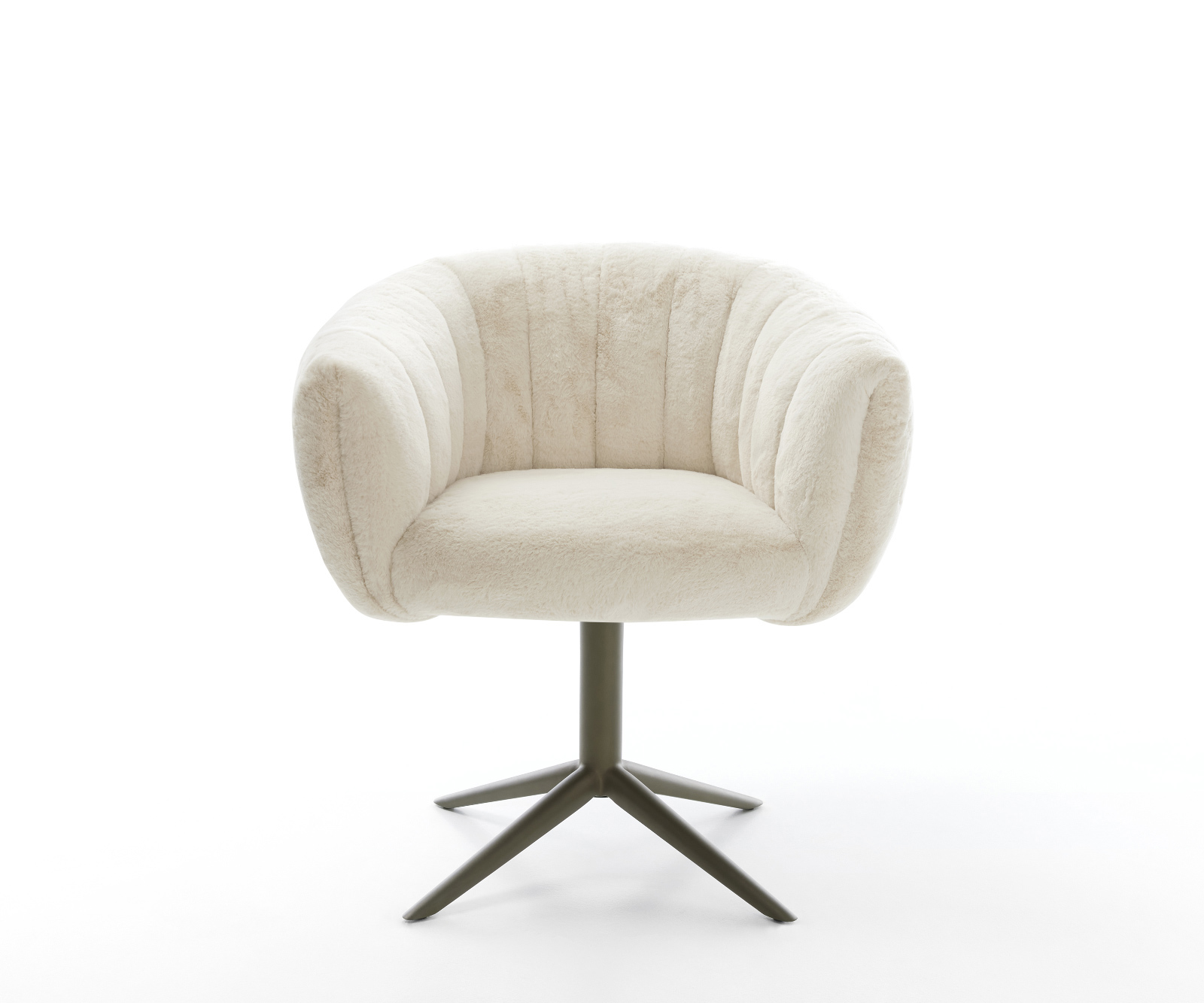 Jídelní židle Jada-Flex plyšový manšestr krémová bílá podnož kříž titanová barva 360° otočný houpací funkce taštičkové pružiny - Obrázek 2