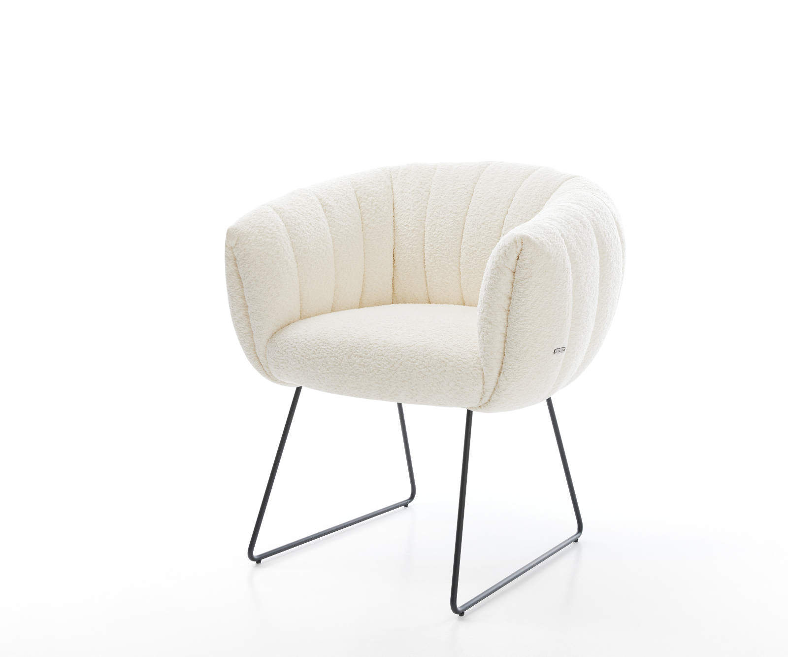 Jídelní židle Jada-Flex bouclé bílá tenká podnož černá taštičkové pružiny