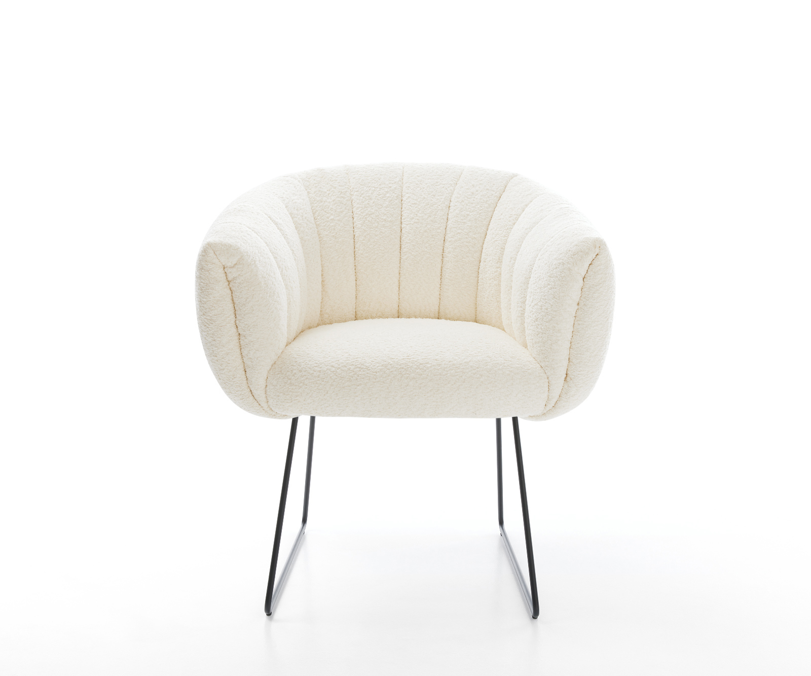 Jídelní židle Jada-Flex bouclé bílá tenká podnož černá taštičkové pružiny - Obrázek 2