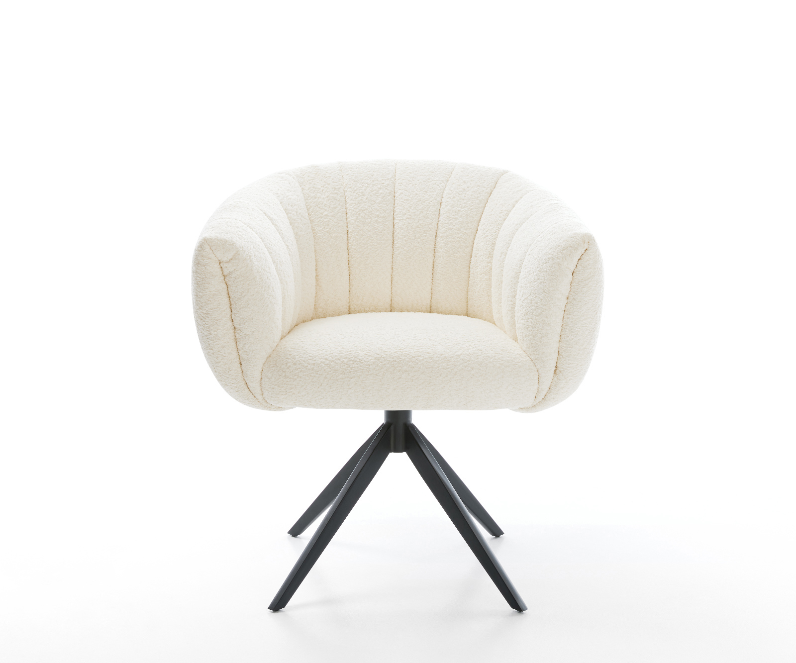 Jídelní židle Jada-Flex bouclé bílá křížová podnož široká černá 360° otočná houpací funkce taštičkové pružiny - Obrázek 2