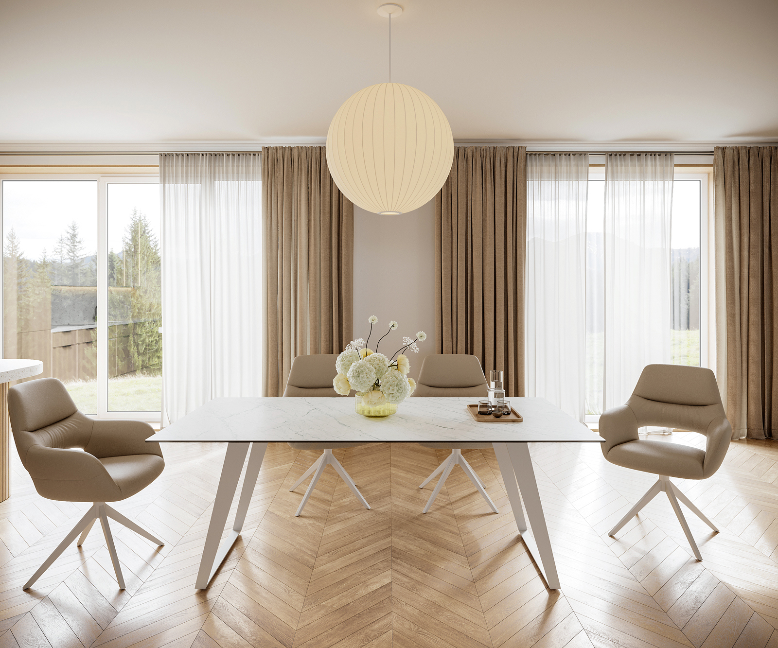 Jídelní stůl Edge 200x100 cm keramika Laminam® Statuarietto bílá kov šikmý bílá - Obrázek 2