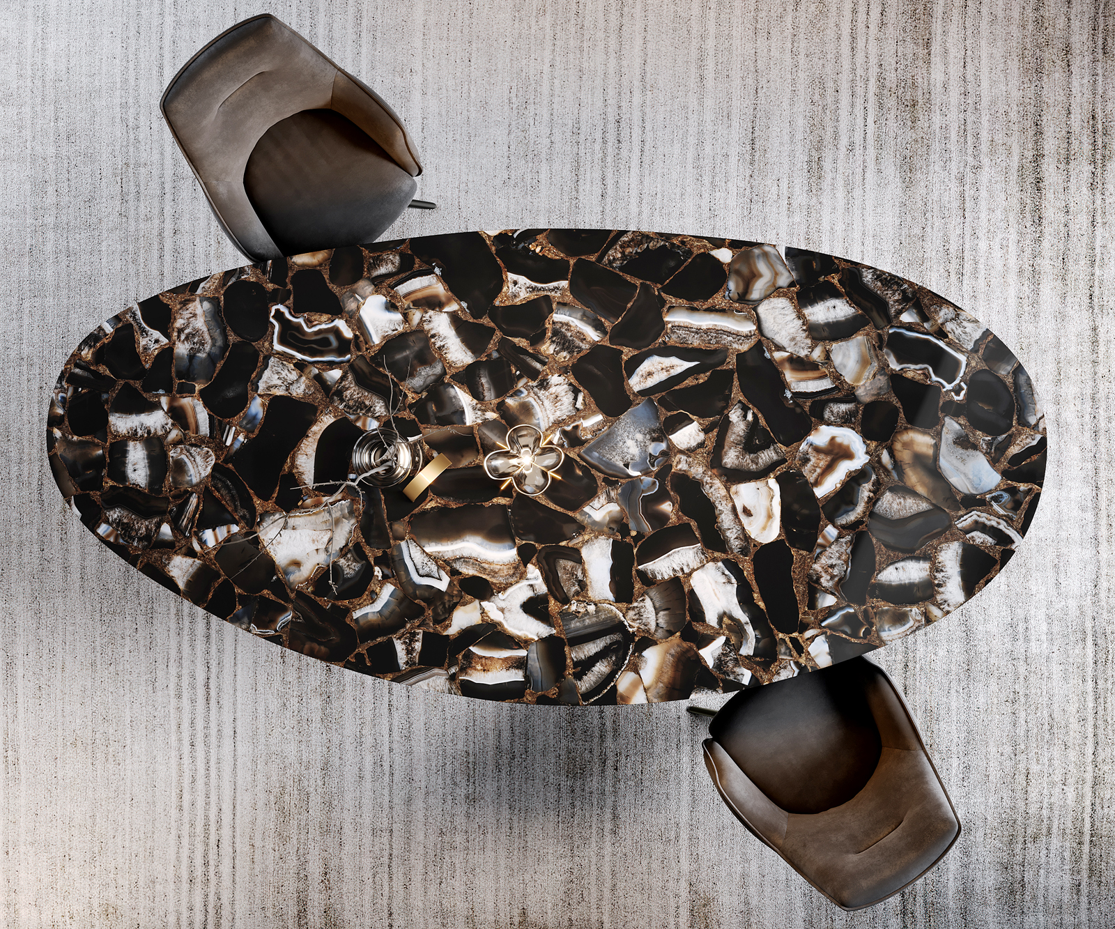 Jídelní stůl Edge oválný 280x130 cm keramika Iris FMG Agatablack Infinity kov černá - Obrázek 4