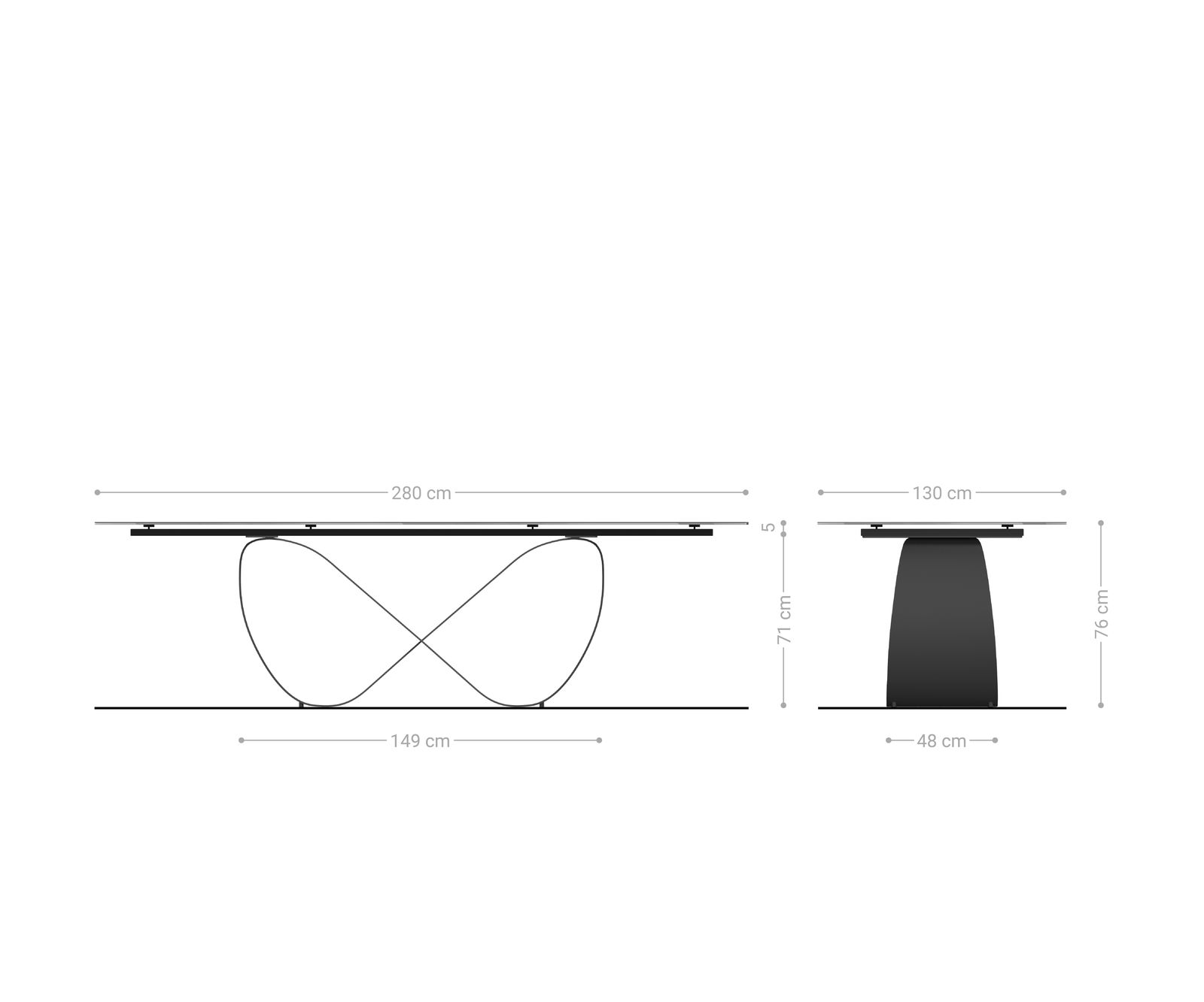 Jídelní stůl Edge oválný 280x130 cm keramika Iris FMG Agatablack Infinity kov černá - Obrázek 8