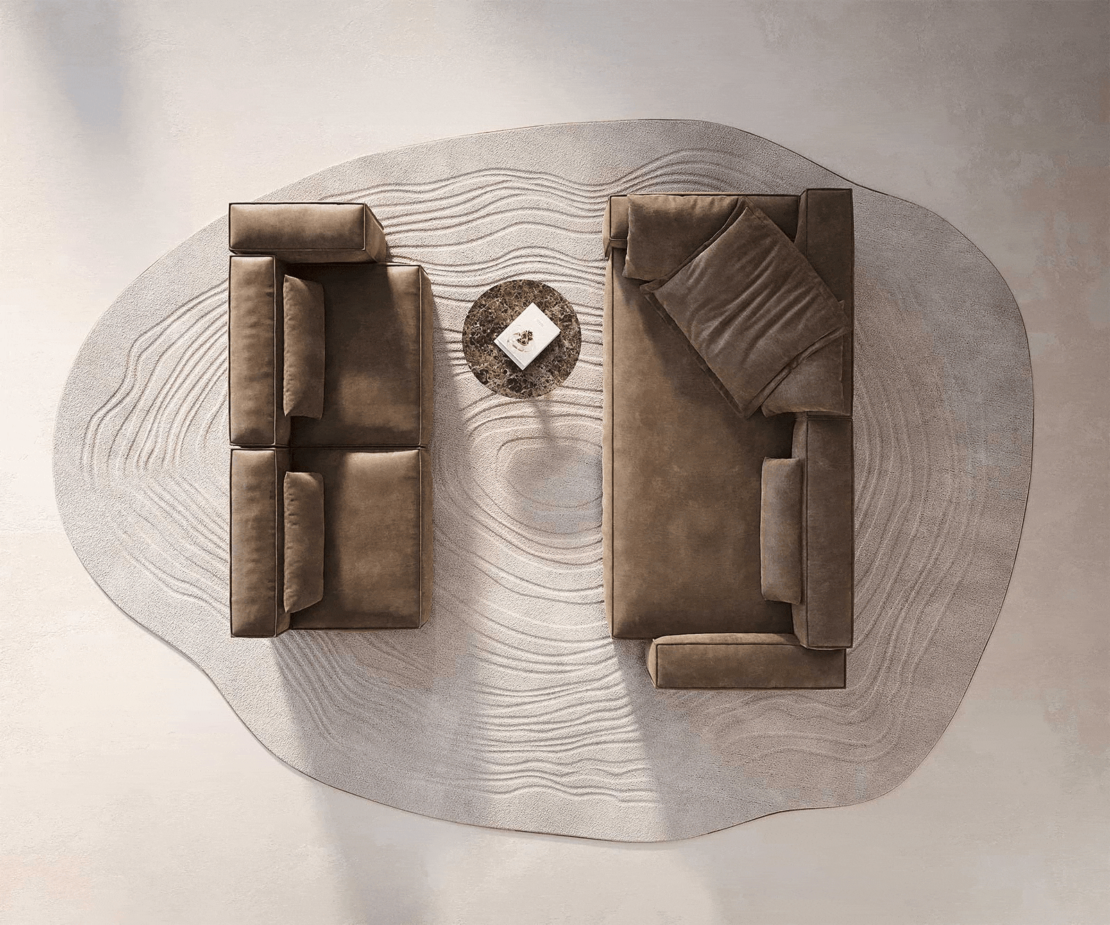 Pohovka ve tvaru "U" Freestyle 360x290 cm mikrovlákno taupe vintage lemování - Obrázek 6