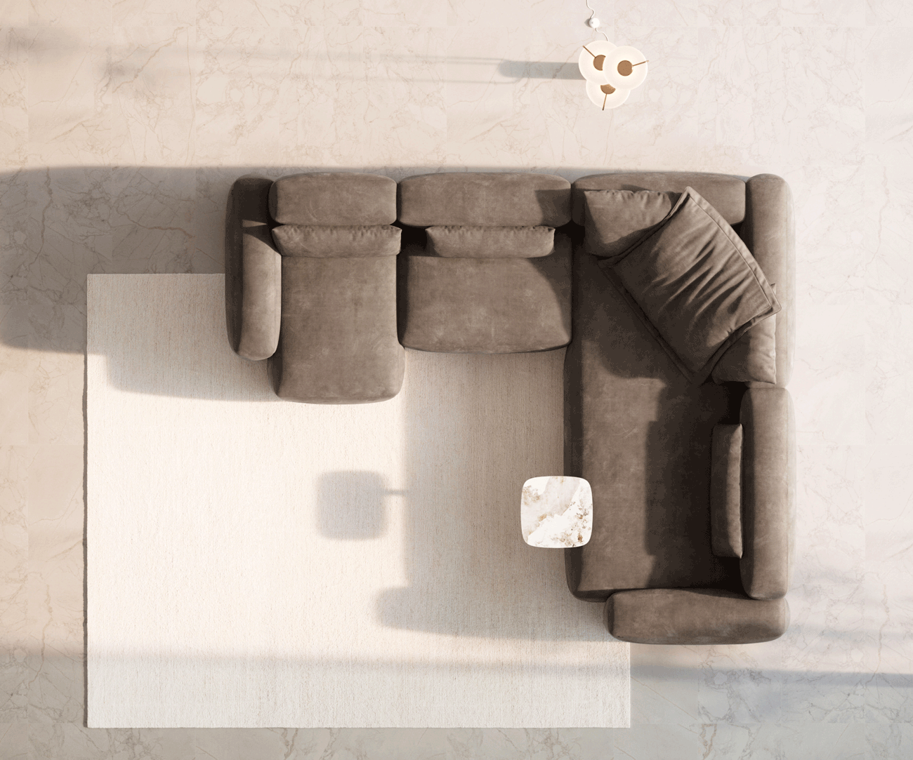 Pohovka ve tvaru "U" Freestyle 360x290 cm mikrovlákno taupe vintage kapnaht - Obrázek 6