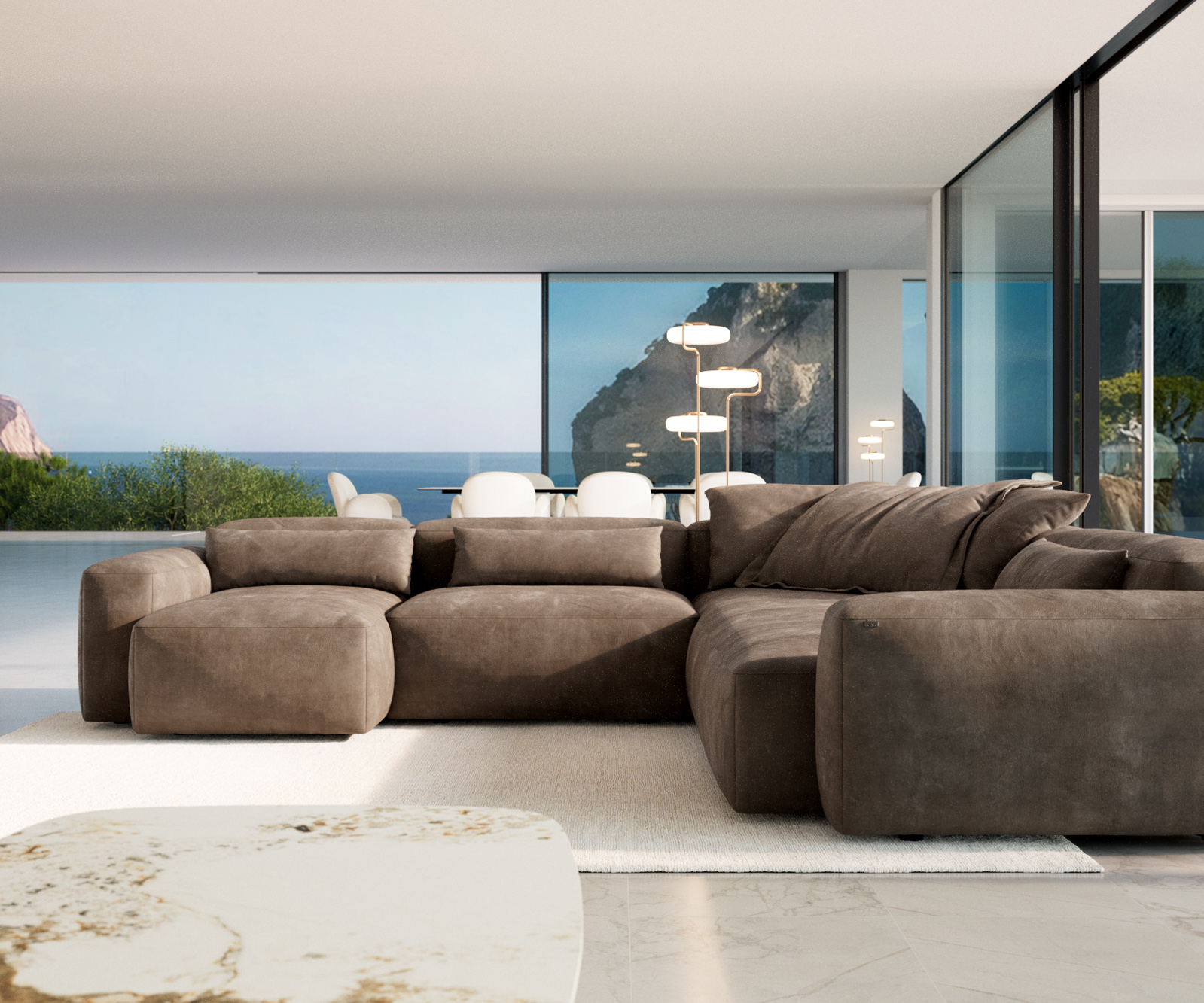 Pohovka ve tvaru "U" Freestyle 360x290 cm mikrovlákno taupe vintage kapnaht - Obrázek 2