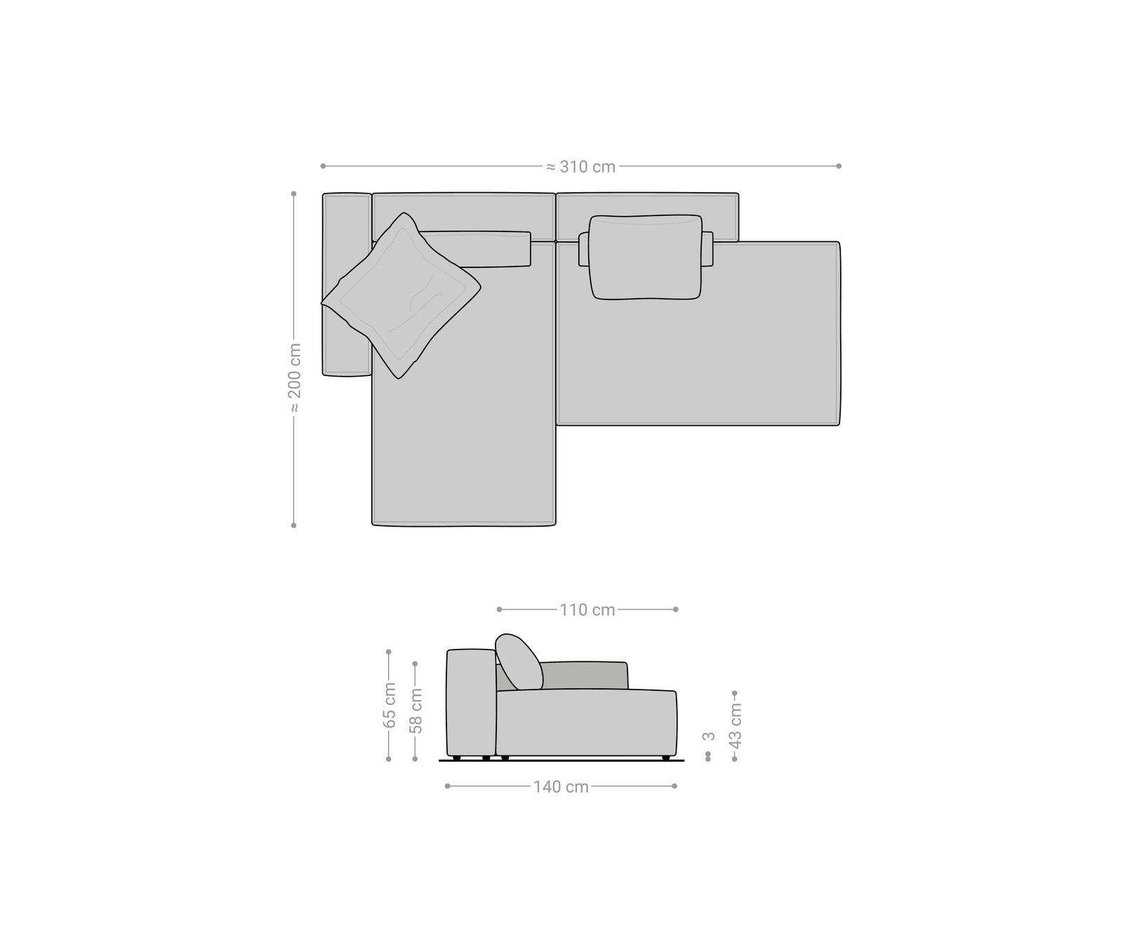 Rohová pohovka Freestyle 310x200 cm mikrovlákno taupe vintage prošívaná - Obrázek 7