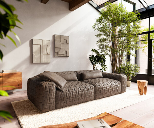 Pohovka Freestyle 280x110 cm mikrovlákno taupe vintage prošívaná