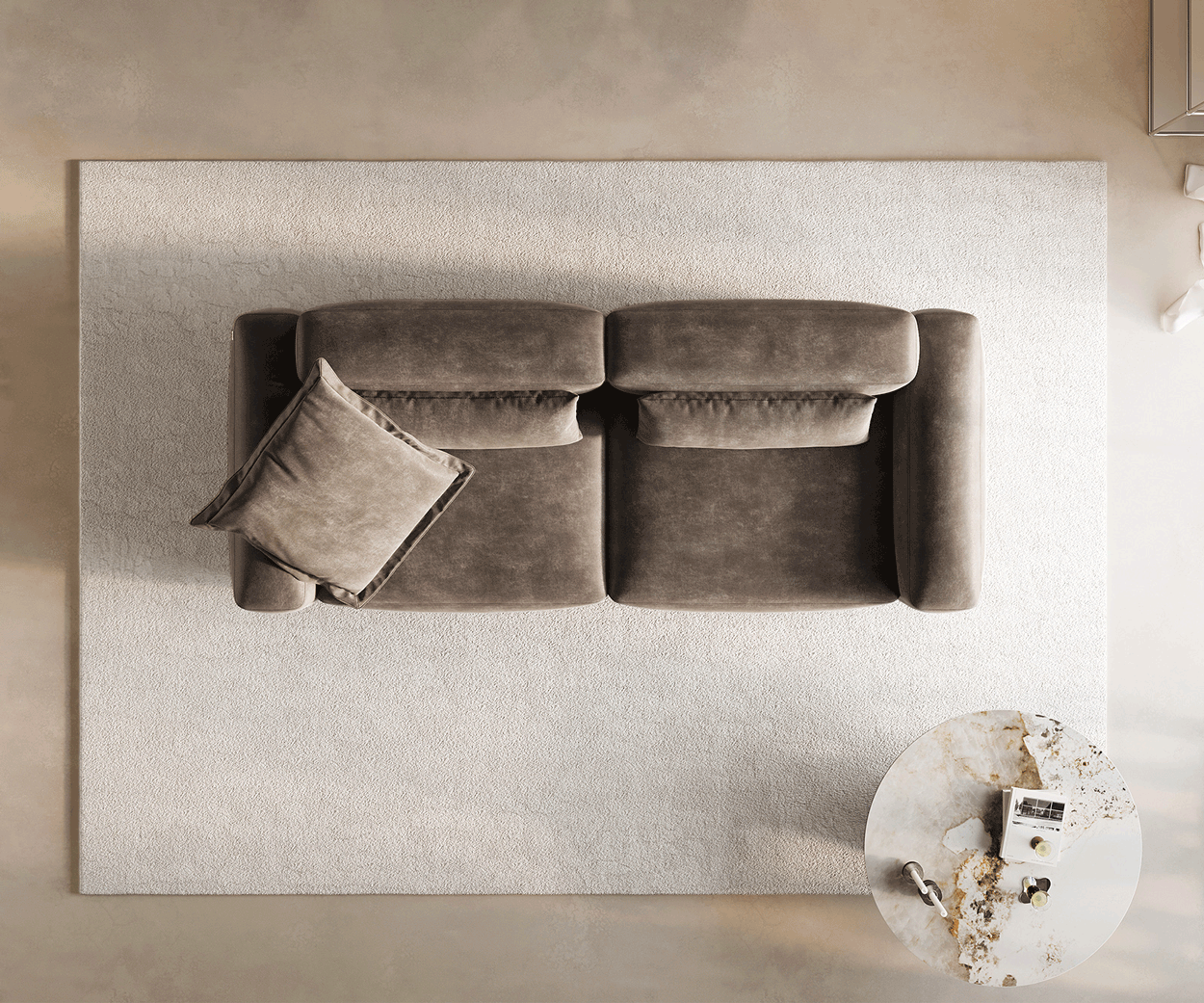 Pohovka Freestyle 280x110 cm mikrovlákno taupe vintage kapse šev - Obrázek 6