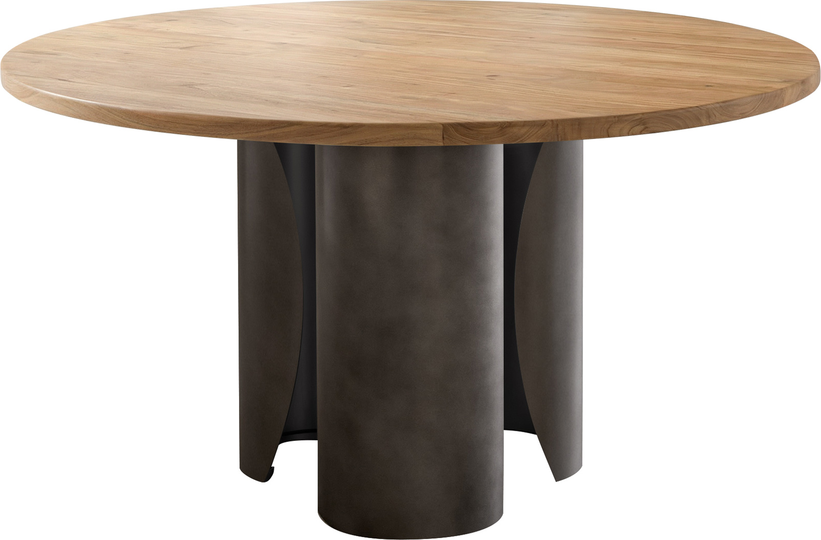 Jídelní stůl Adenza kulatý 140x140 cm akácie přírodní kov černá vintage