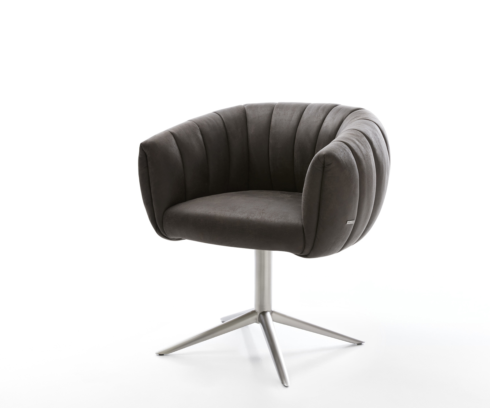 Jídelní židle Jada-Flex mikrovlákno antracitová vintage křížová podnož nerezová ocel 360° otočná houpací funkce taštičkové pružiny