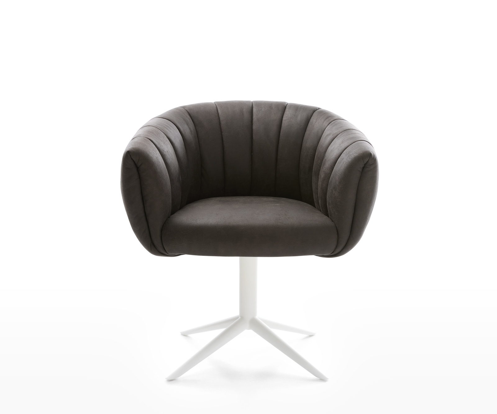 Jídelní židle Jada-Flex mikrovlákno antracitová vintage bílá křížová podnož 360° otočná houpací funkce taštičkové pružiny - Obrázek 2