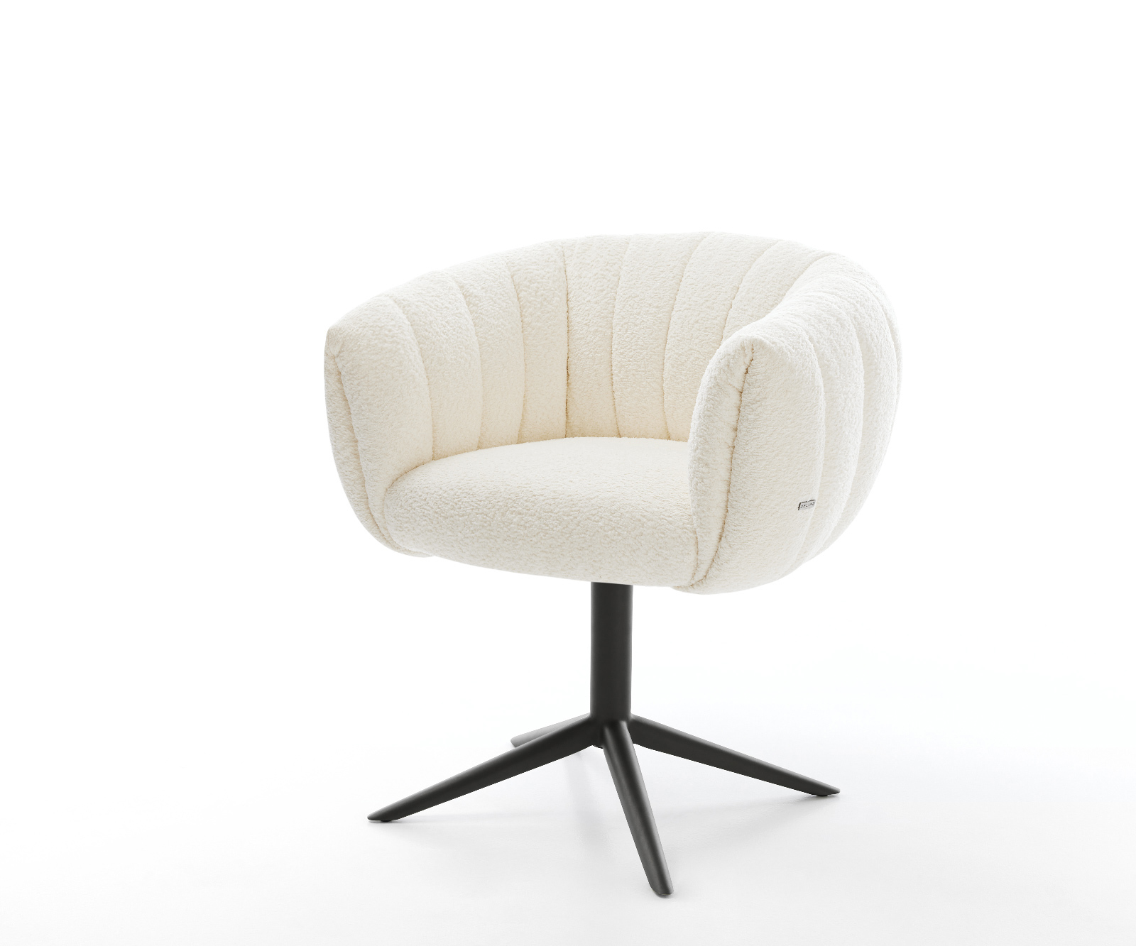 Jídelní židle Jada-Flex bouclé bílá křížová podnož černá 360° otočná houpací funkce taštičkové pružiny