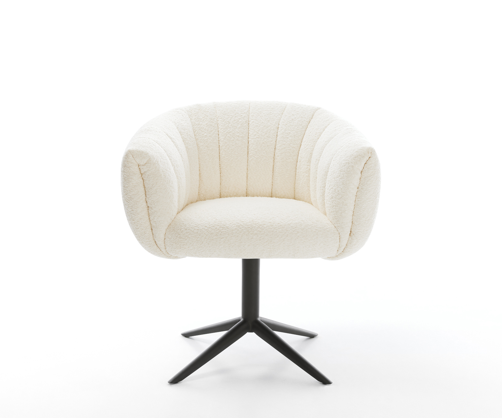 Jídelní židle Jada-Flex bouclé bílá křížová podnož černá 360° otočná houpací funkce taštičkové pružiny - Obrázek 2