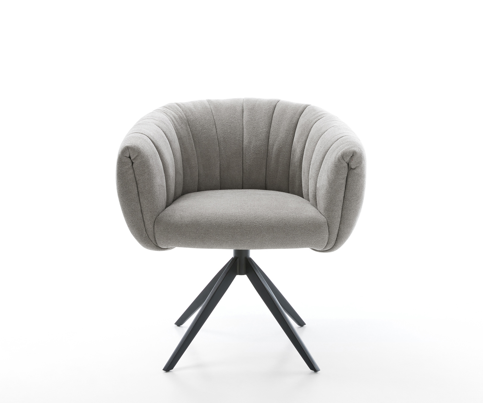 Jídelní židle Jada-Flex látka Měkký šedá křížová podnož široká černá 360° otočná houpací funkce taštičkové pružiny - Obrázek 2