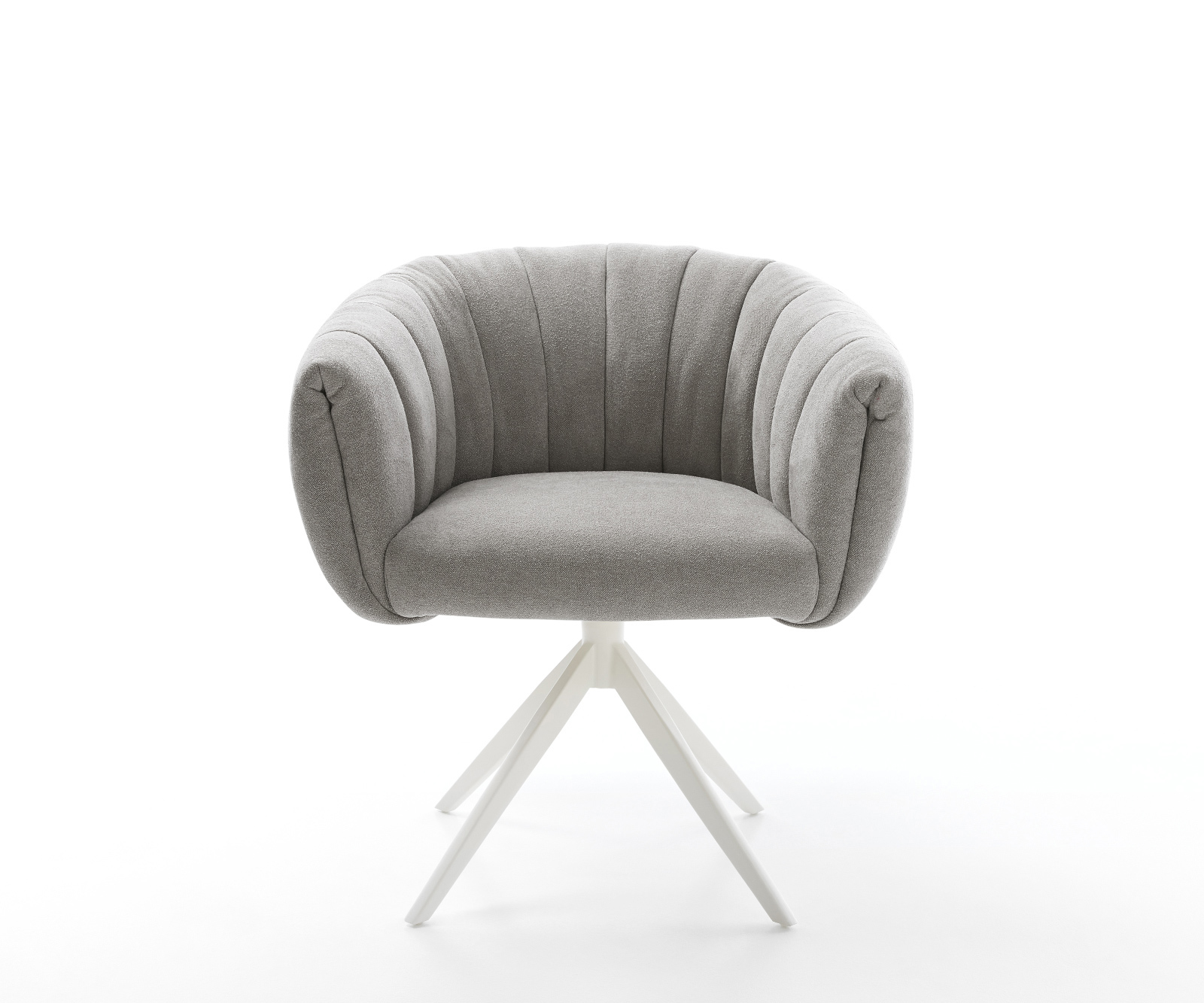 Jídelní židle Jada-Flex strukturovaná látka měkká šedá křížová podnož široká bílá 360° otočná houpací funkce taštičkové pružiny - Obrázek 2