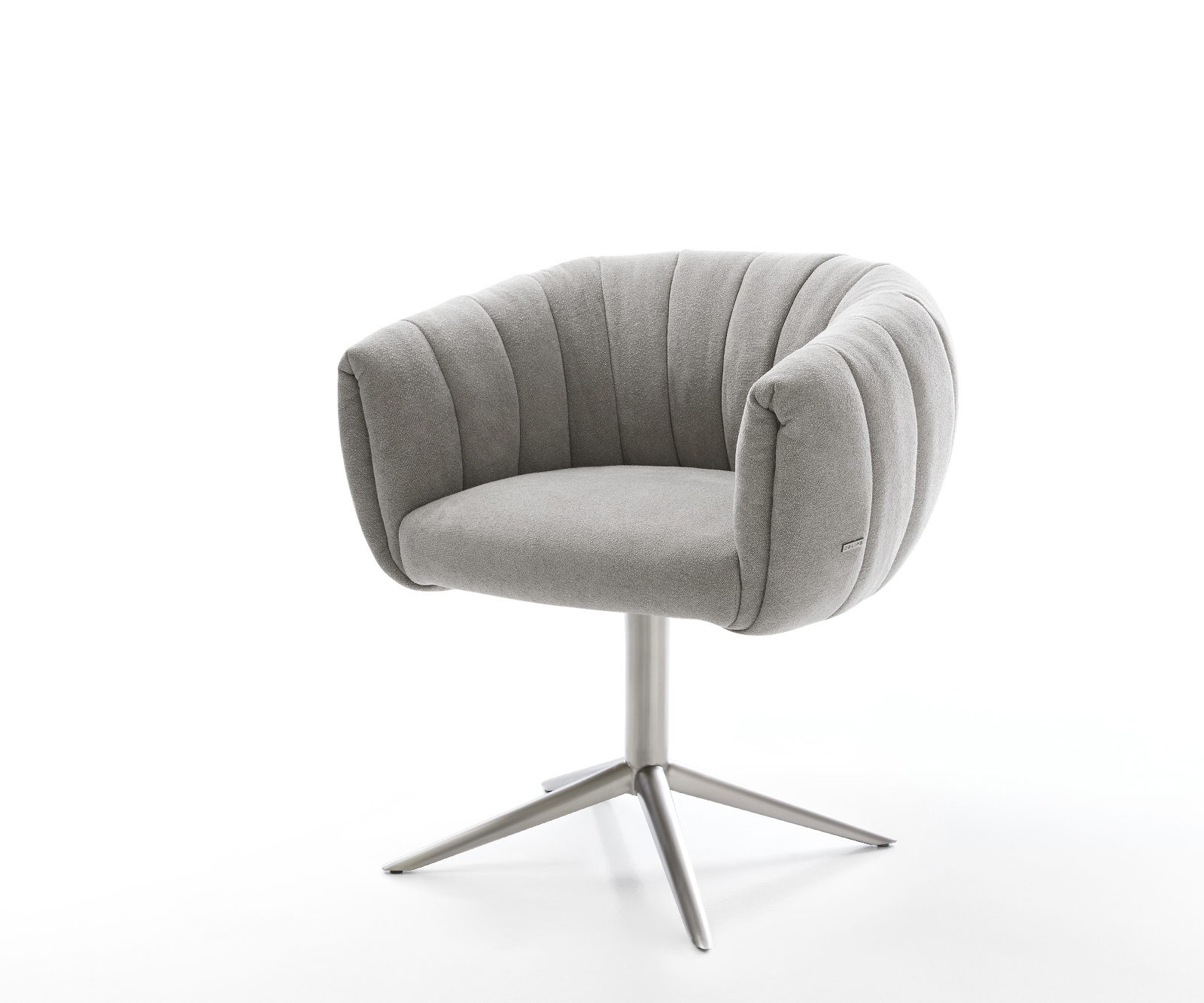 Jídelní židle Jada-Flex strukturovaná látka Měkký šedá křížová podnož nerezová ocel 360° otočný houpací funkce taštičkové pružiny