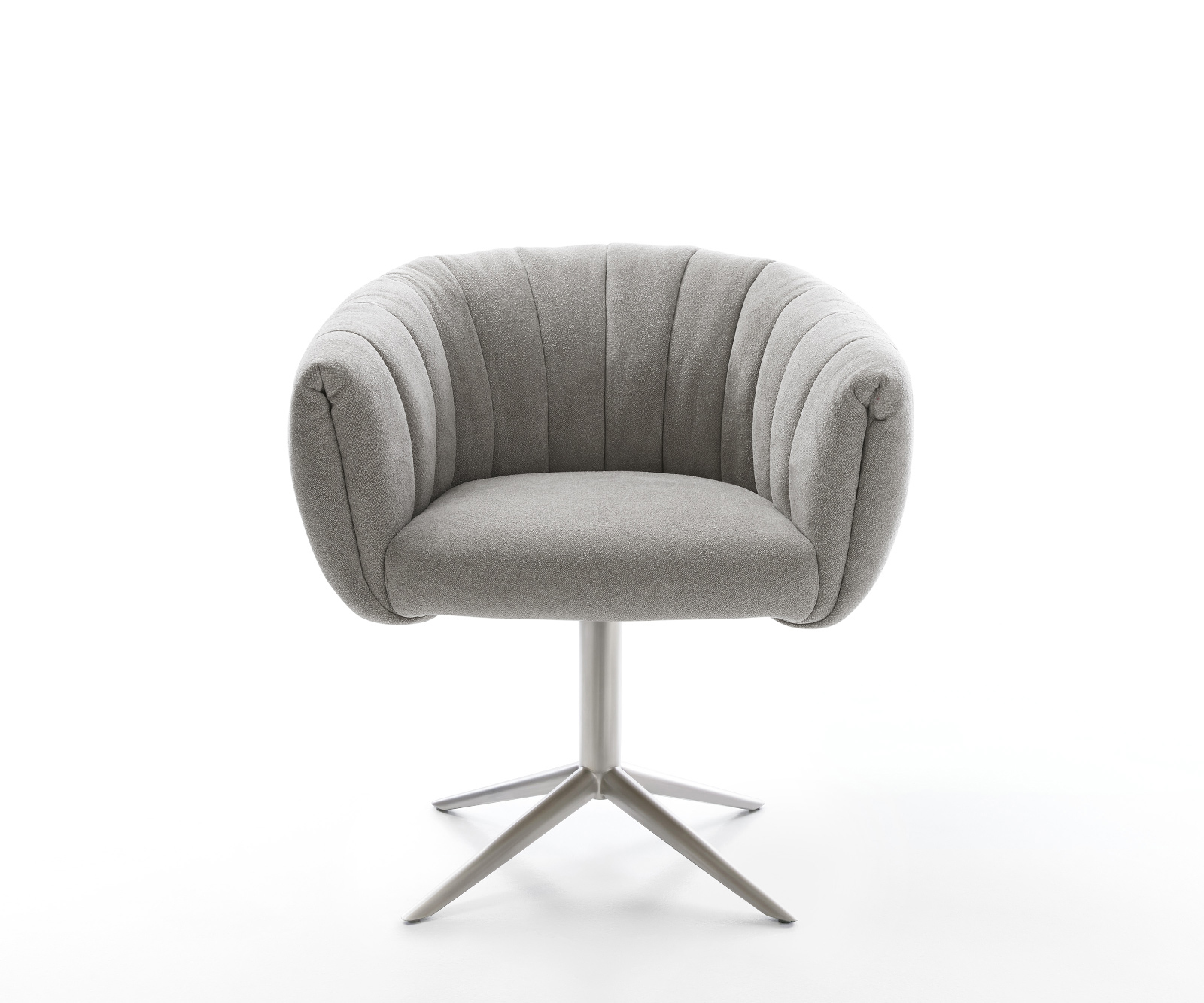 Jídelní židle Jada-Flex strukturovaná látka Měkký šedá křížová podnož nerezová ocel 360° otočný houpací funkce taštičkové pružiny - Obrázek 2