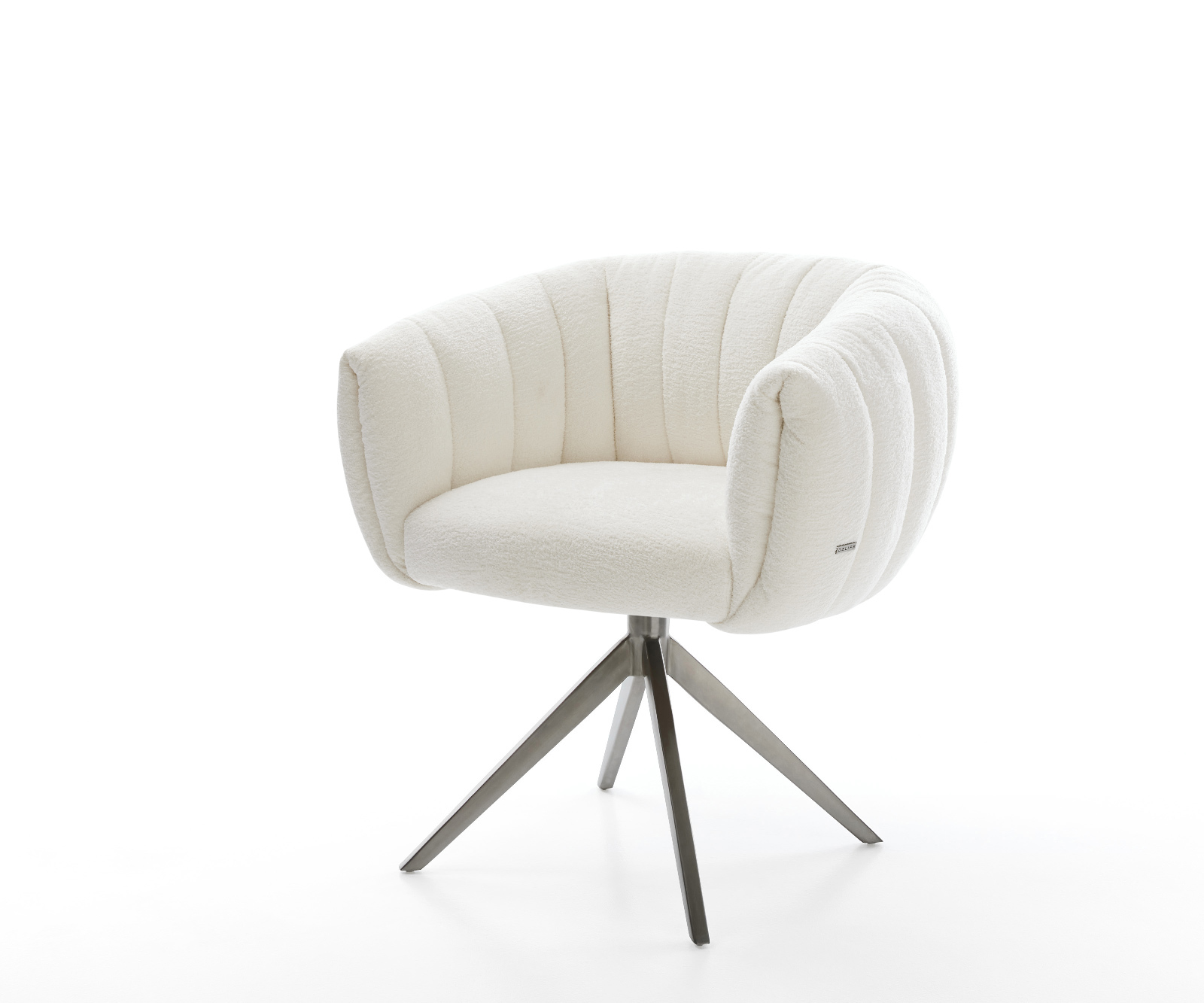 Jídelní židle Jada-Flex bouclé měkký béžová křížová podnož široká grafitová 360° otočná houpací funkce taštičkové pružiny