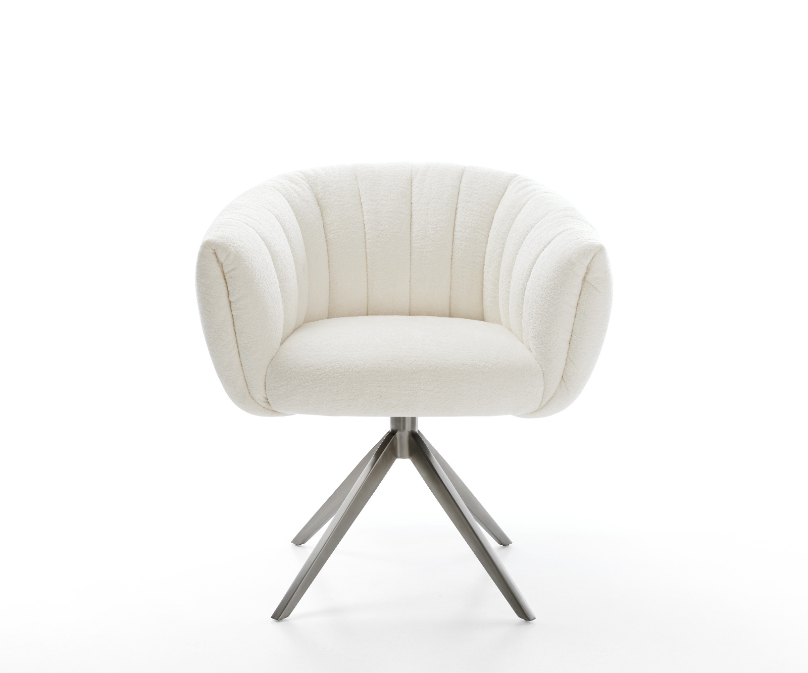 Jídelní židle Jada-Flex bouclé měkký béžová křížová podnož široká grafitová 360° otočná houpací funkce taštičkové pružiny - Obrázek 2