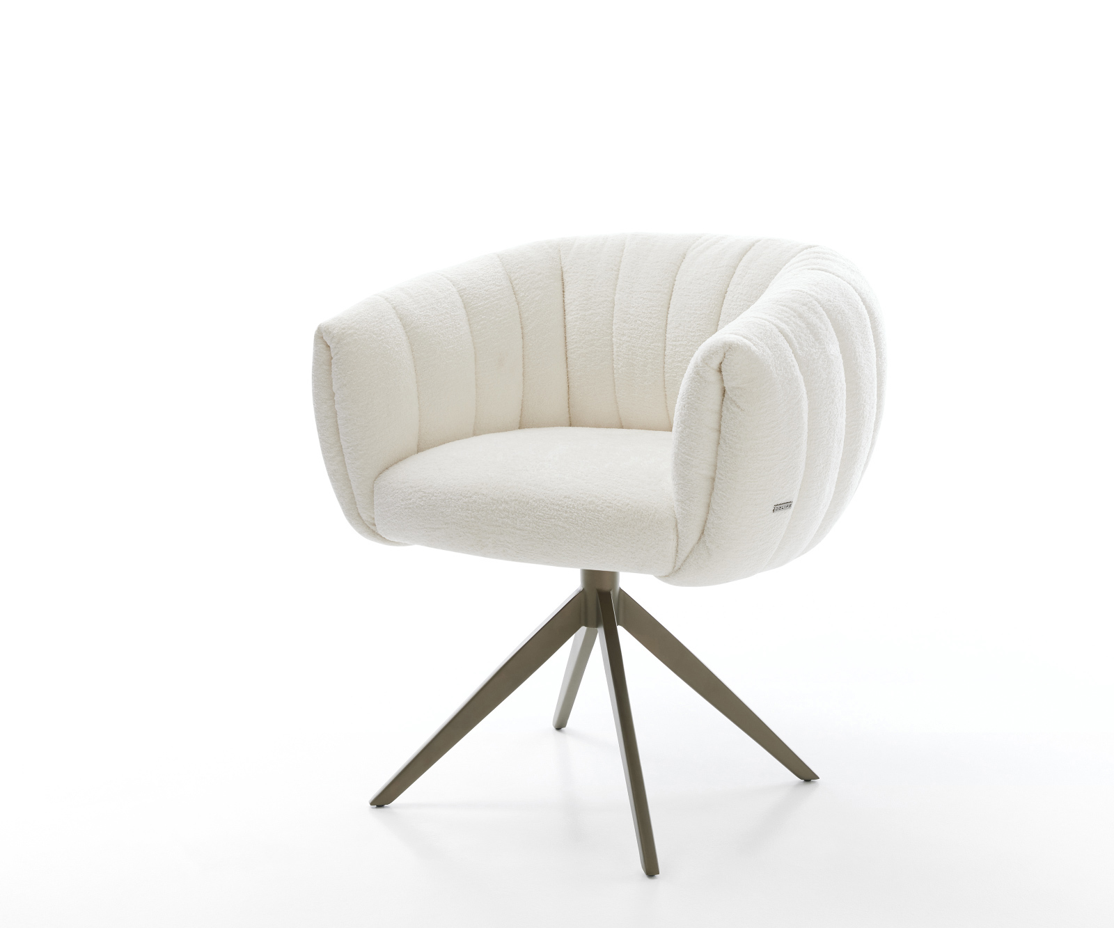 Jídelní židle Jada-Flex bouclé měkký béžová křížová podnož široká titanová barva otočný 360° houpací funkce taštičkové pružiny