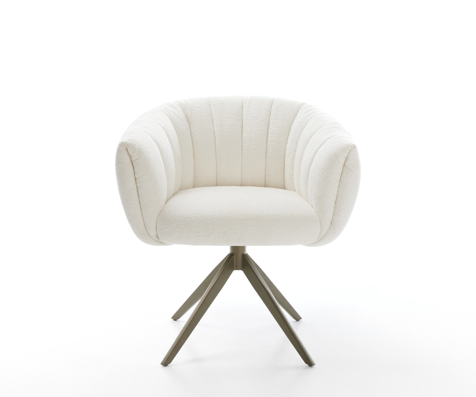 Jídelní židle Jada-Flex bouclé měkký béžová křížová podnož široká titanová barva otočný 360° houpací funkce taštičkové pružiny - Obrázek 2