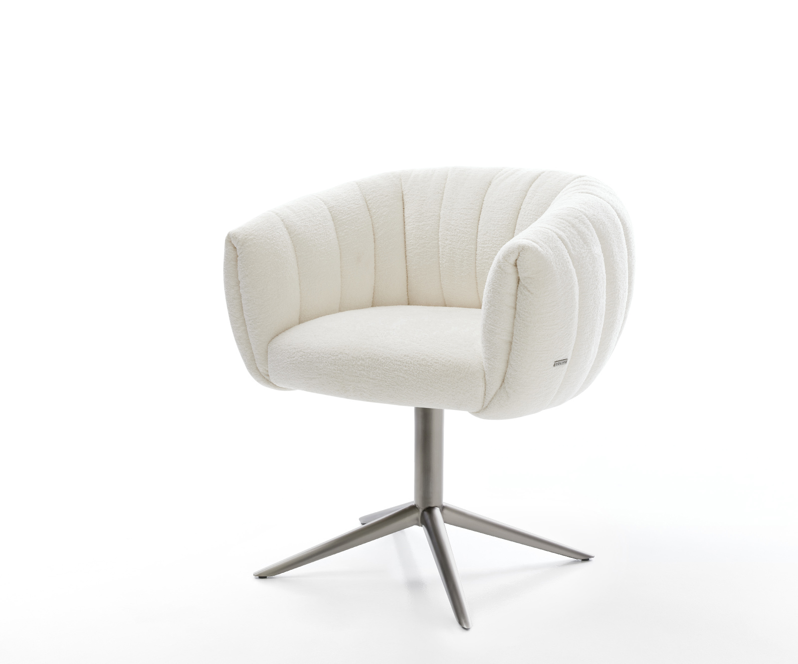 Jídelní židle Jada-Flex bouclé měkký béžová podnož grafit 360° otočný houpací funkce taštičkové pružiny