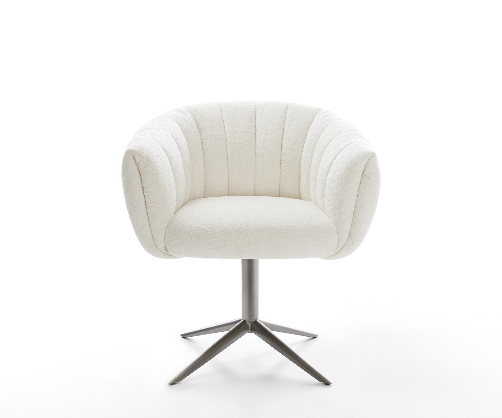 Jídelní židle Jada-Flex bouclé měkký béžová podnož grafit 360° otočný houpací funkce taštičkové pružiny - Obrázek 2