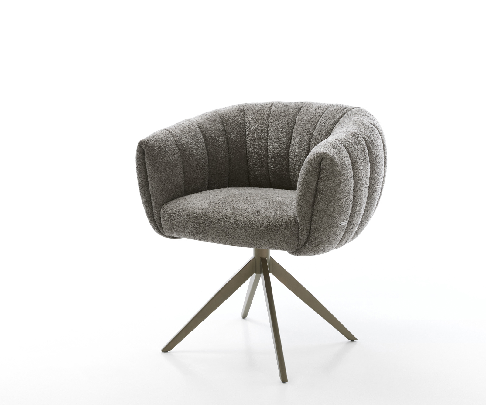 Jídelní židle Jada-Flex bouclé měkký tmavě béžová křížová podnož široká titanová barva 360° otočný houpací funkce taštičkové pružiny