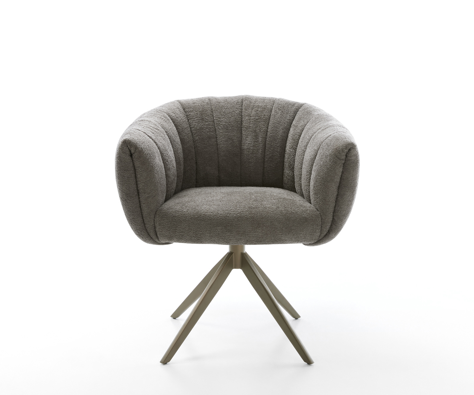 Jídelní židle Jada-Flex bouclé měkký tmavě béžová křížová podnož široká titanová barva 360° otočný houpací funkce taštičkové pružiny - Obrázek 2