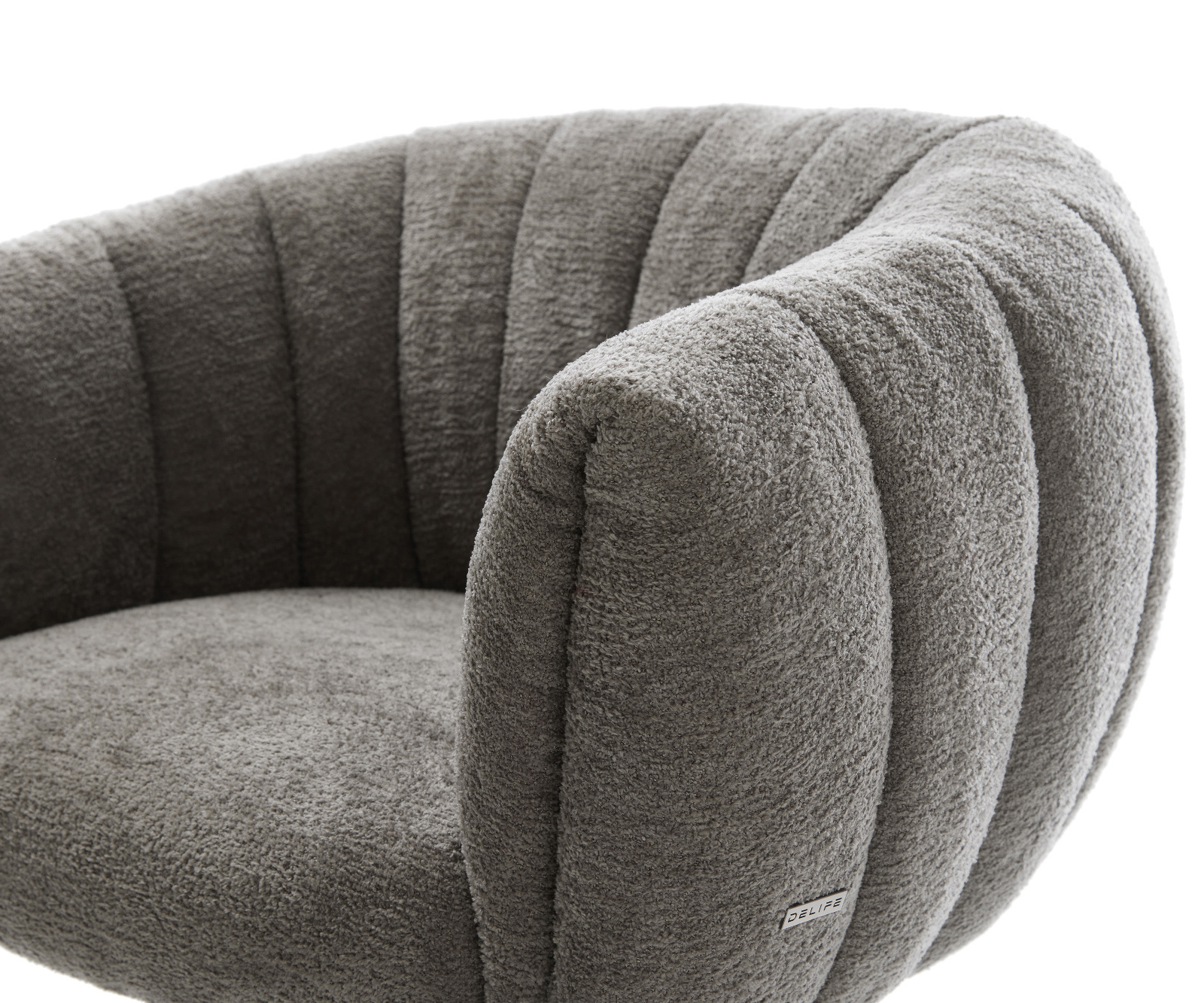 Jídelní židle Jada-Flex bouclé měkký tmavě béžová křížová podnož široká titanová barva 360° otočný houpací funkce taštičkové pružiny - Obrázek 4