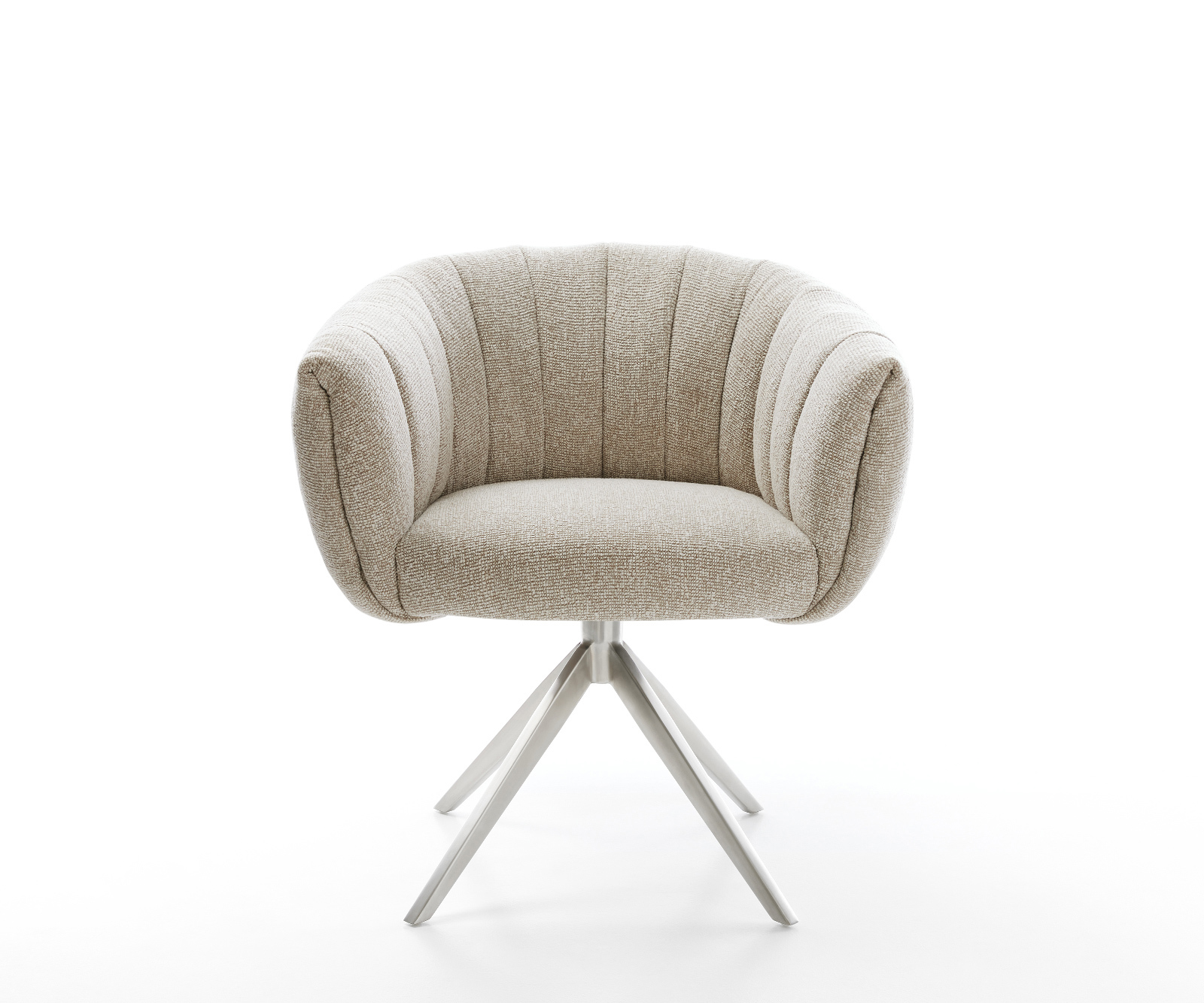 Jídelní židle Jada-Flex tkanina Měkký béžová křížová podnož široká nerezová ocel 360° otočný houpací funkce taštičkové pružiny - Obrázek 2