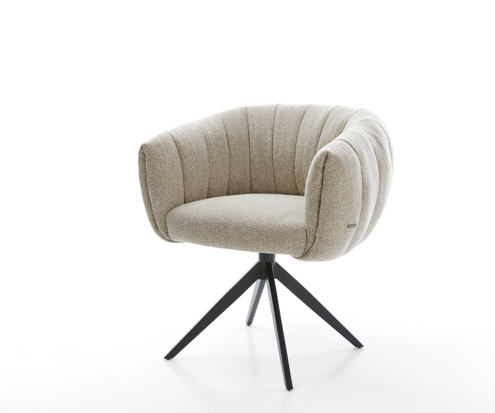 Jídelní židle Jada-Flex látka Měkký béžová křížová podnož široká černá 360° otočný houpací funkce taštičkové pružiny