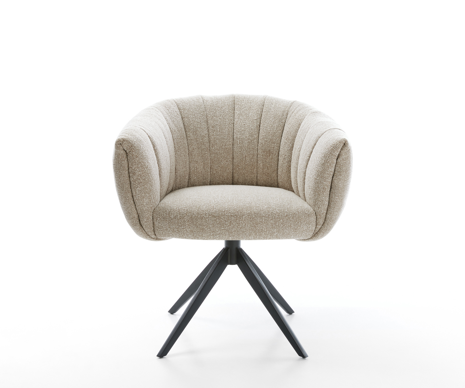 Jídelní židle Jada-Flex látka Měkký béžová křížová podnož široká černá 360° otočný houpací funkce taštičkové pružiny - Obrázek 2