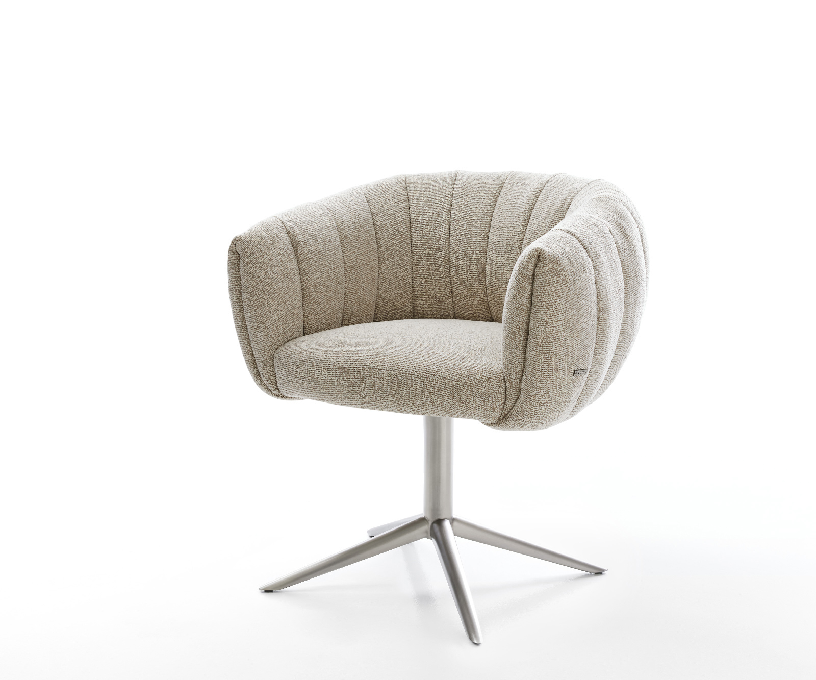 Jídelní židle Jada-Flex látka Měkký béžová křížová podnož nerezová ocel 360° otočný houpací funkce taštičkové pružiny