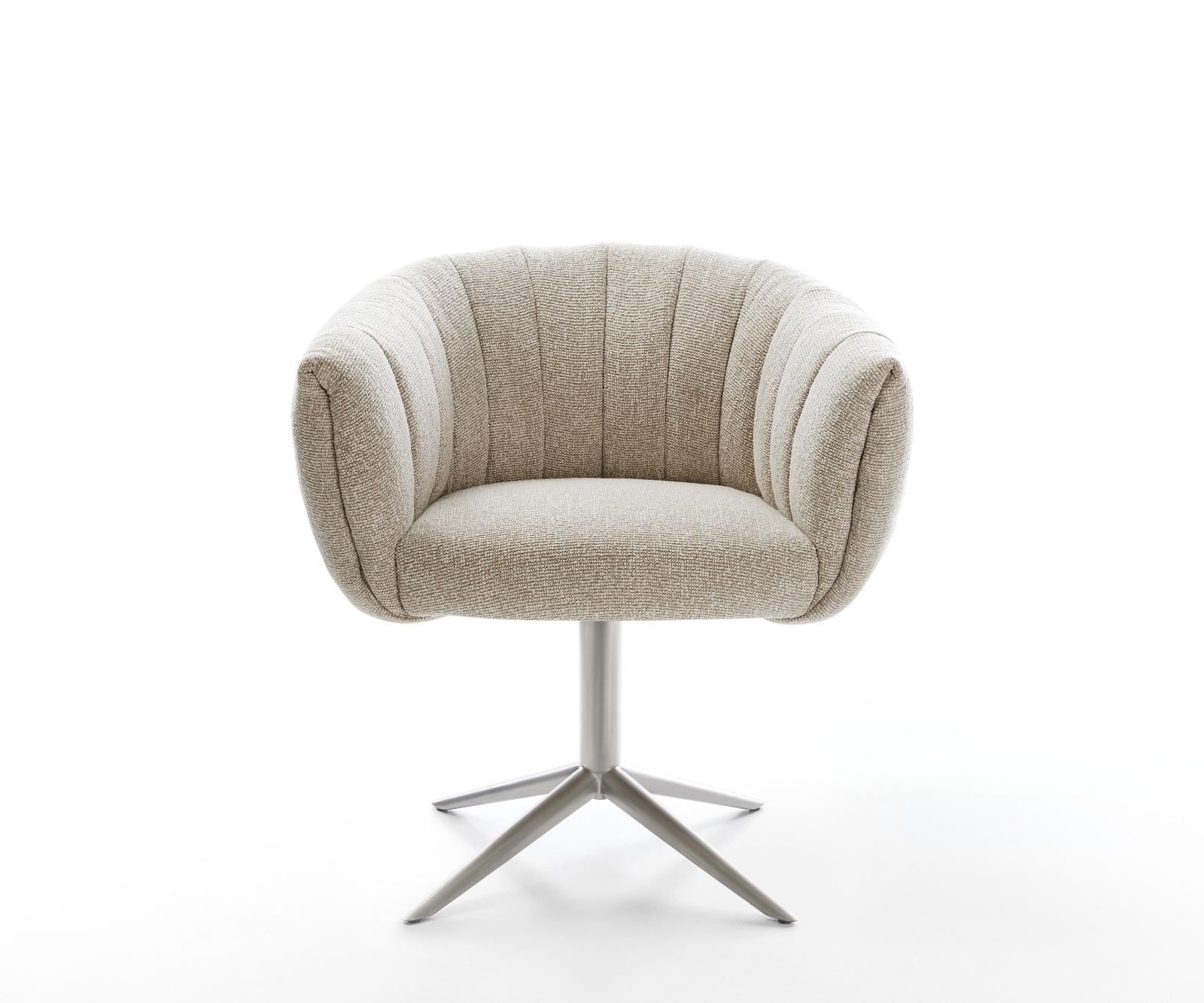 Jídelní židle Jada-Flex látka Měkký béžová křížová podnož nerezová ocel 360° otočný houpací funkce taštičkové pružiny - Obrázek 2