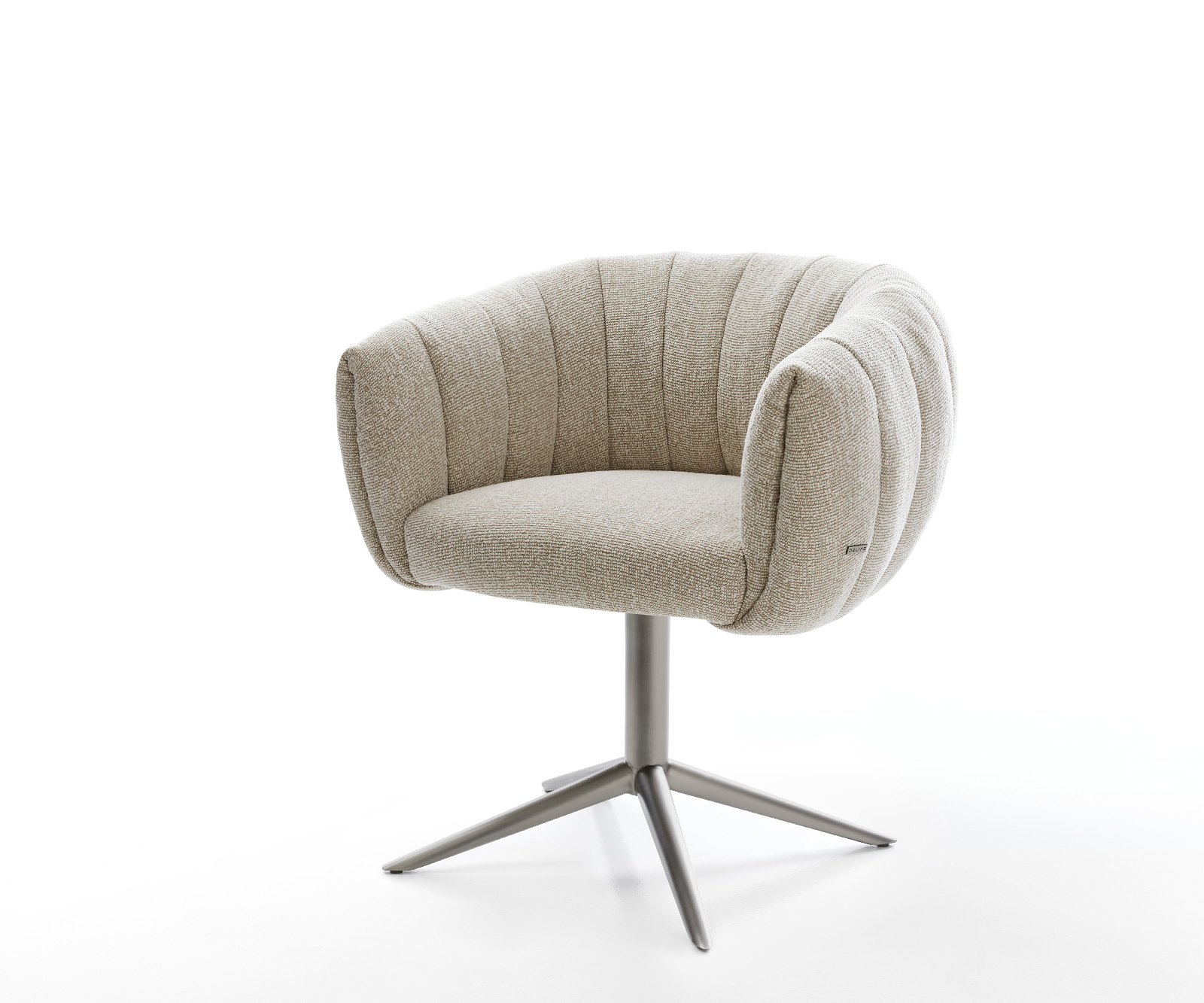 Jídelní židle Jada-Flex tkanina měkký béžová křížová podnož grafit 360° otočný houpací funkce taštičkové pružiny