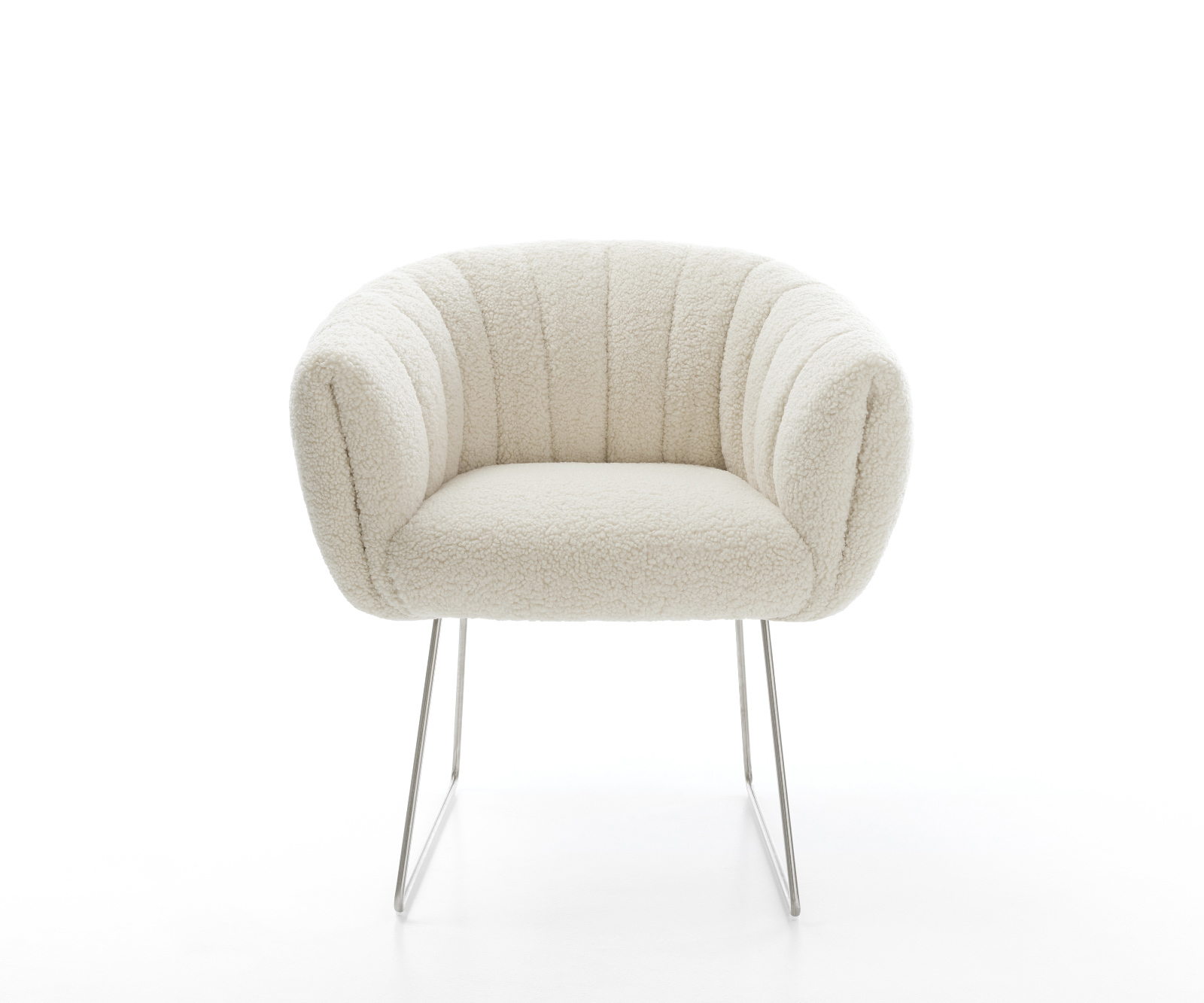 Jídelní židle Jada-Flex plyšová látka béžová tenká podnož nerezová ocel taštičkové pružiny - Obrázek 2