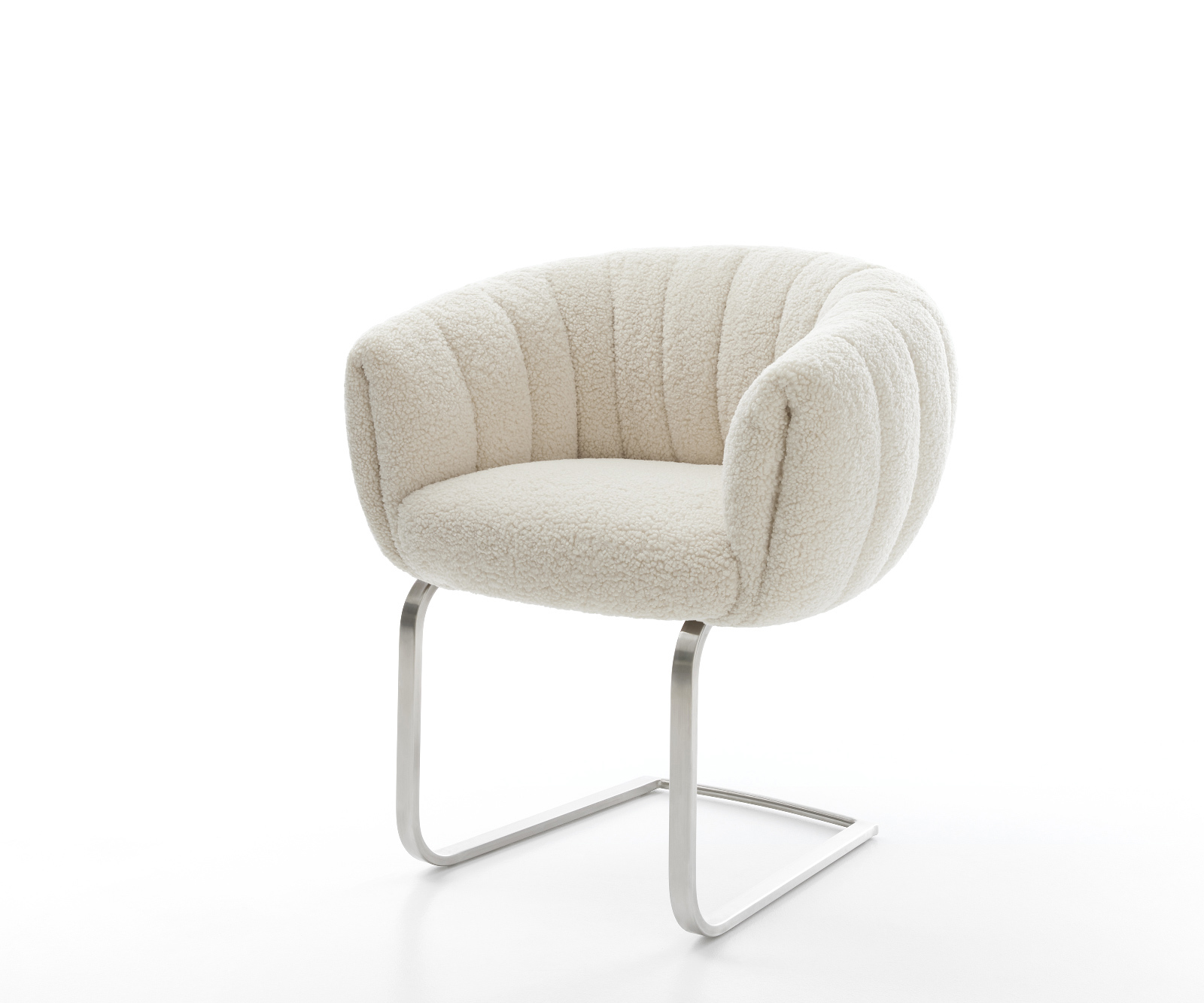 Jídelní židle Jada-Flex plyšová látka béžová jídelní židle plochá nerezová ocel taštičkové pružiny