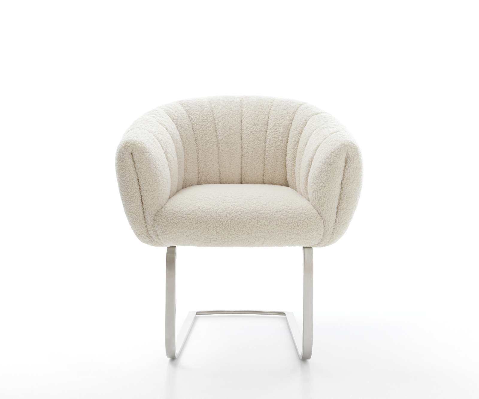 Jídelní židle Jada-Flex plyšová látka béžová jídelní židle plochá nerezová ocel taštičkové pružiny - Obrázek 2