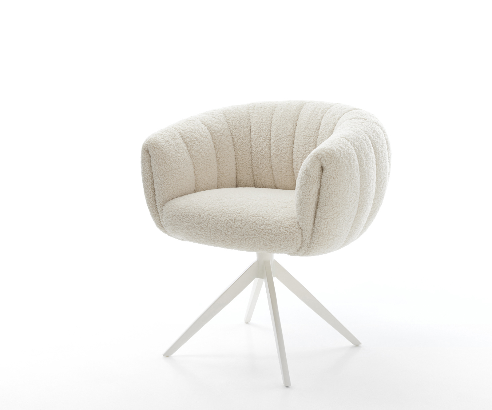 Jídelní židle Jada-Flex plyšová látka béžová křížová podnož široká bílá 360° otočná houpací funkce taštičkové pružiny