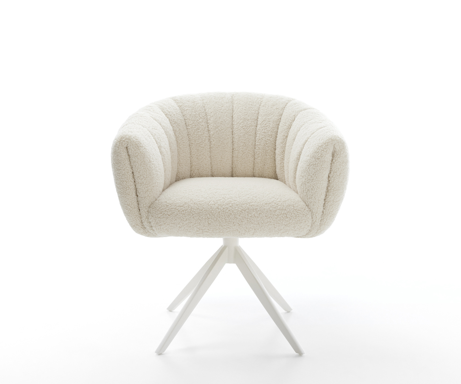 Jídelní židle Jada-Flex plyšová látka béžová křížová podnož široká bílá 360° otočná houpací funkce taštičkové pružiny - Obrázek 2